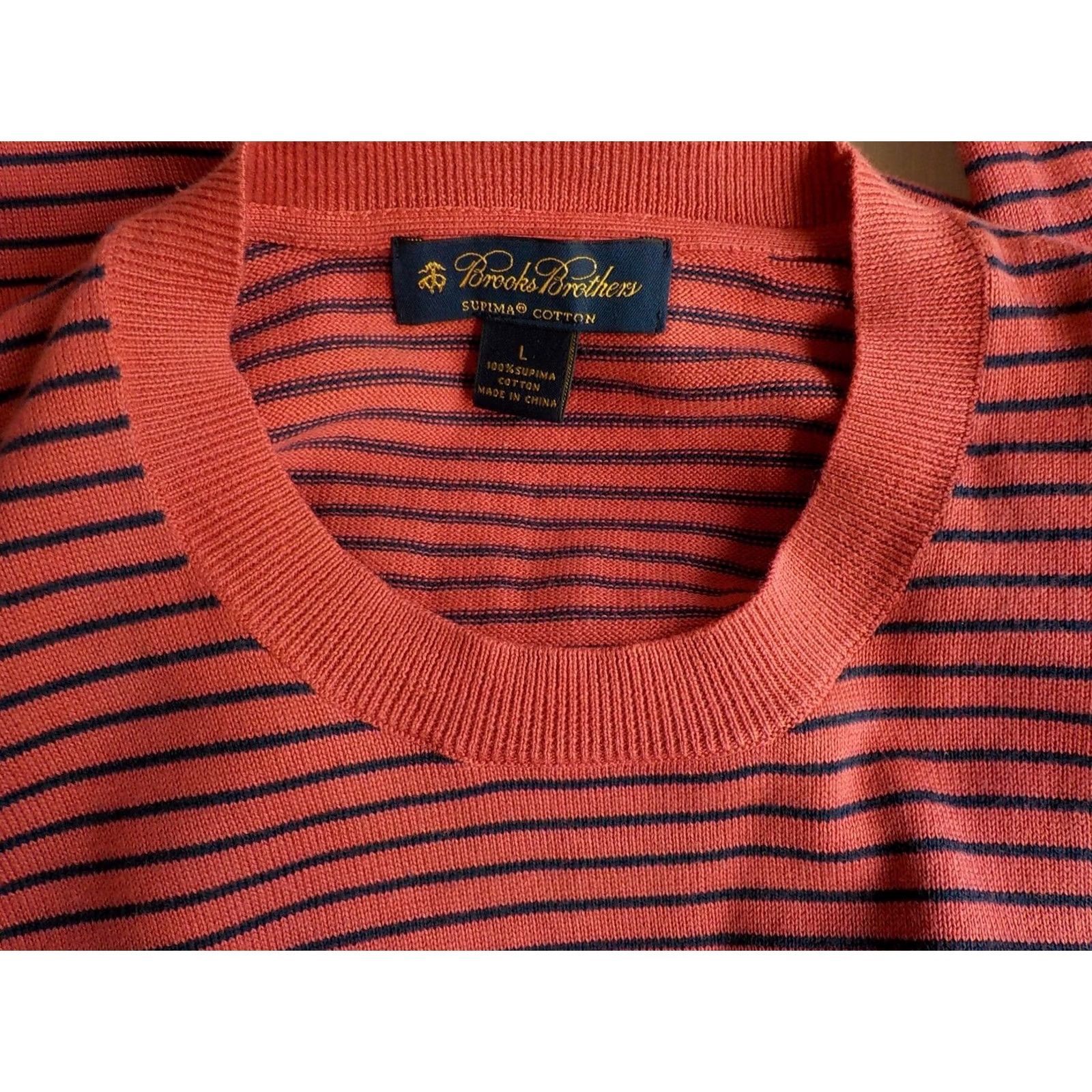 Brooks Brothers BROOKS BROTHERS LS Striped Pullover Crewneck Sweater-Dark Pink/Navy-Cotton-SZ LG Size US L / EU 52-54 / 3 - 4 Thumbnail