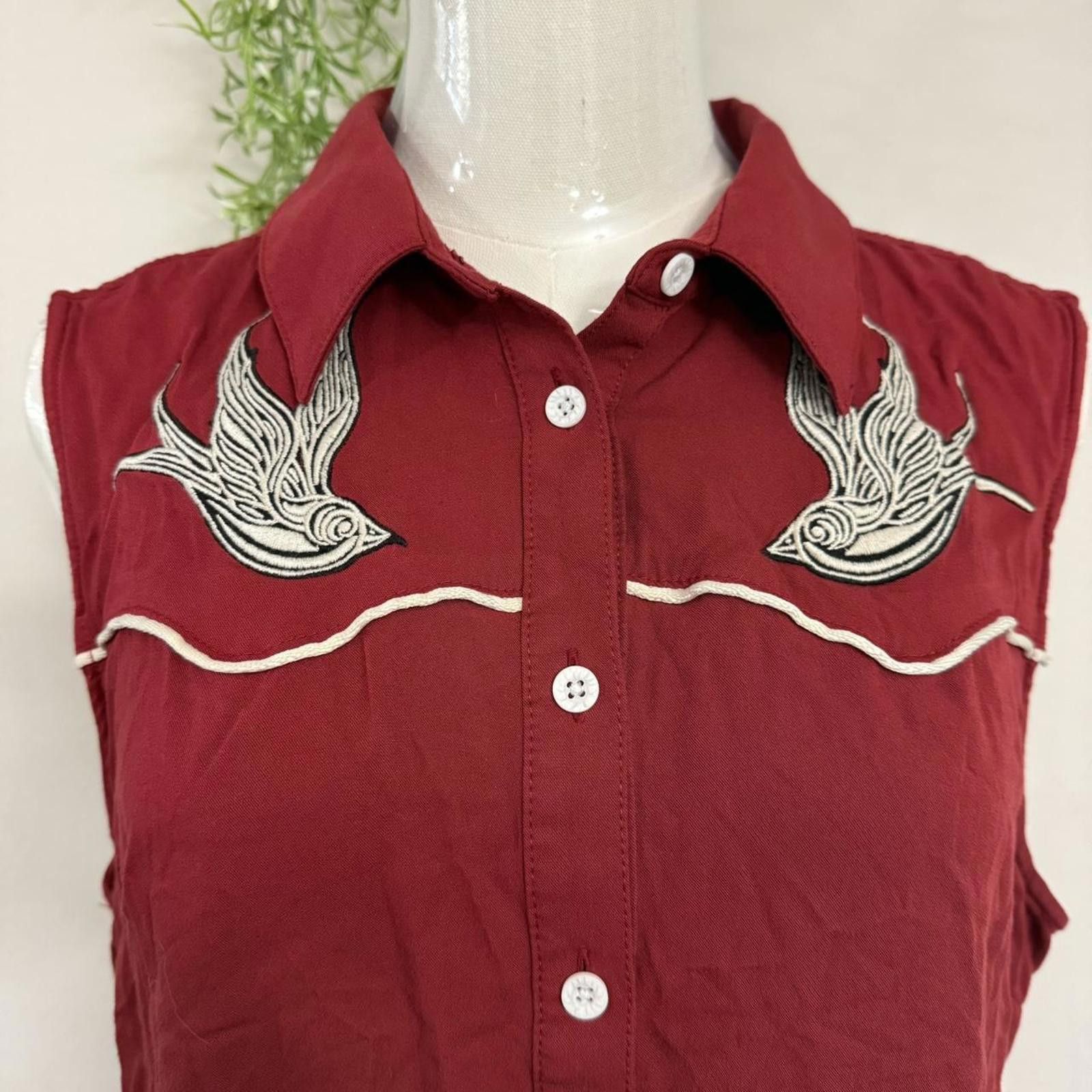 Harley Davidson Burgundy Vintage Biker Harley Davidson Embroidered Birds Size US L / EU 52-54 / 3 - 4 Thumbnail