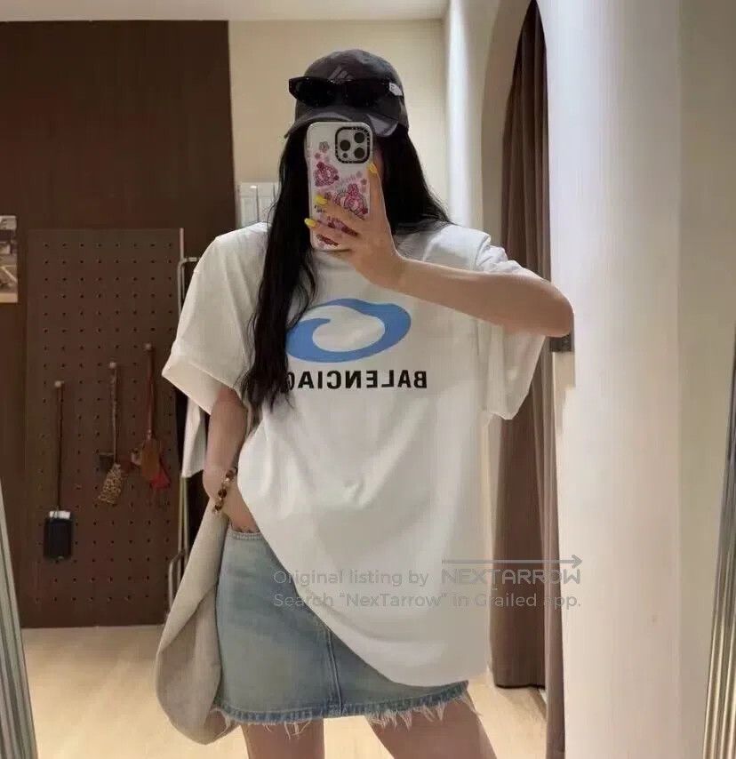 Balenciaga Balenciaga White logo lettered print cotton crew neck shor Size US M / EU 48-50 / 2 - 8 Thumbnail
