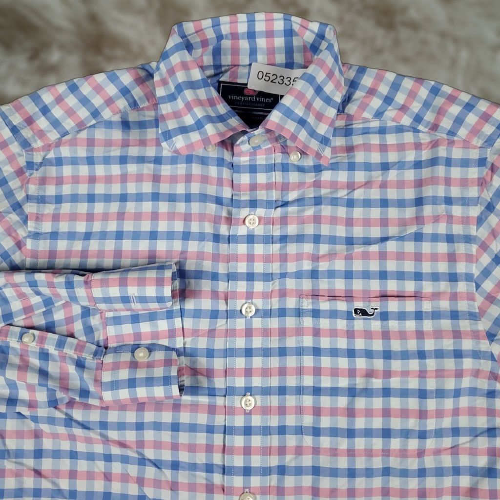 Vineyard Vines Vineyard Vines Shirt Mens XS Blue Pink Check Casual Button Up Long Sleeve Size US XS / EU 42 / 0 - 1 Thumbnail