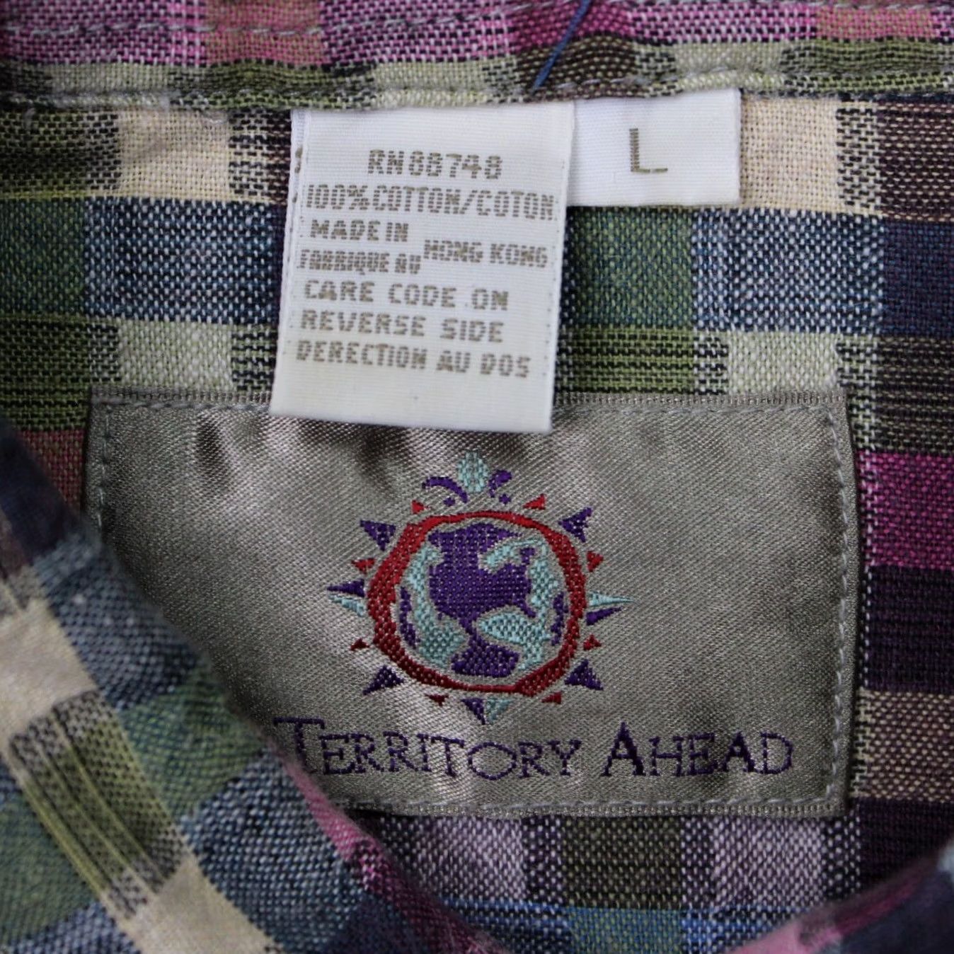 The Territory Ahead The Territory Ahead Shirt Mens Large Pink/Green/Blue Button-Down Long Sleeve Cotton Geometric Size US L / EU 52-54 / 3 - 7 Thumbnail