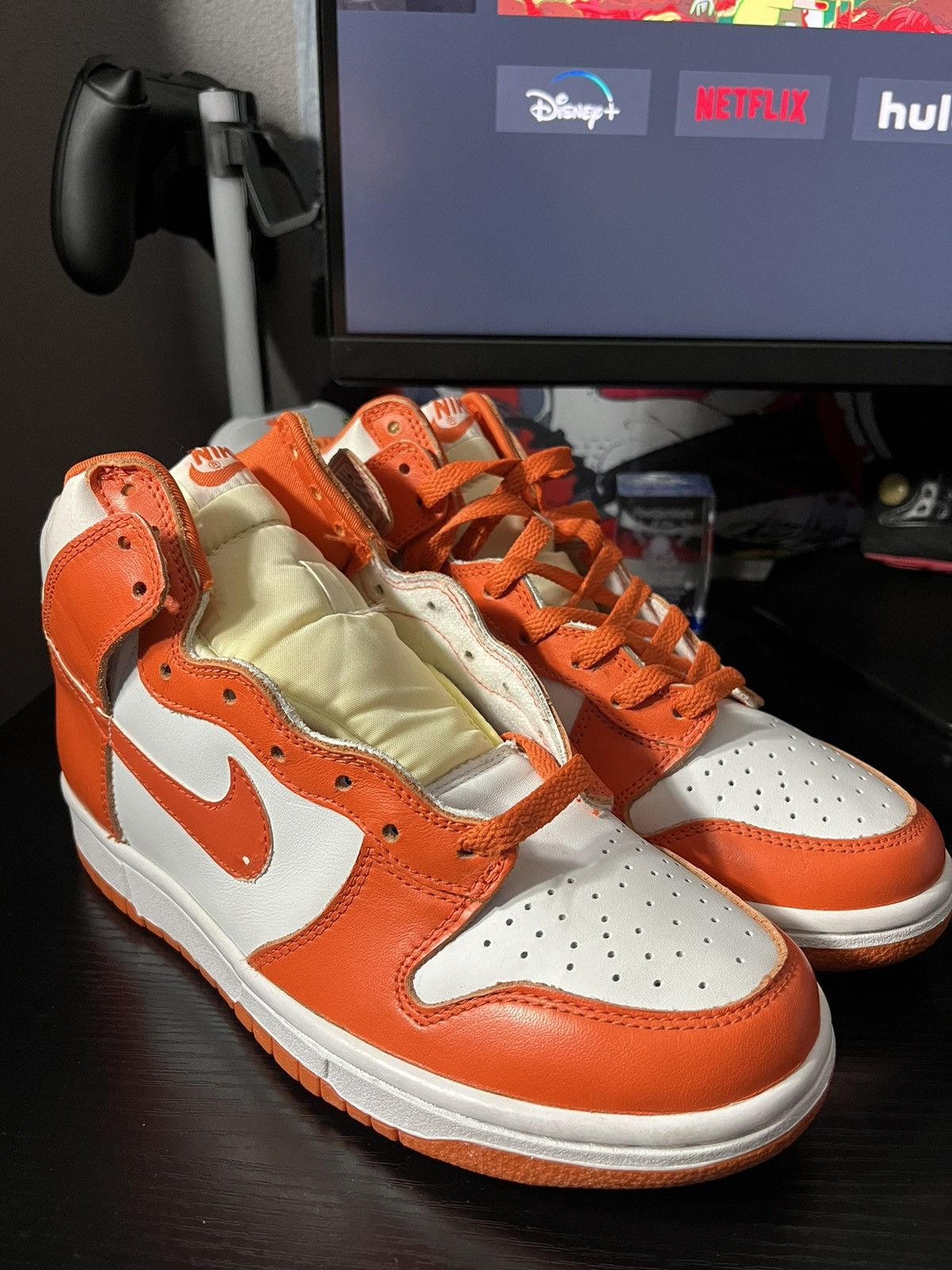 image of Nike x Vintage Syracuse Dunk High Shoes in White, Men's (Size 8.5)