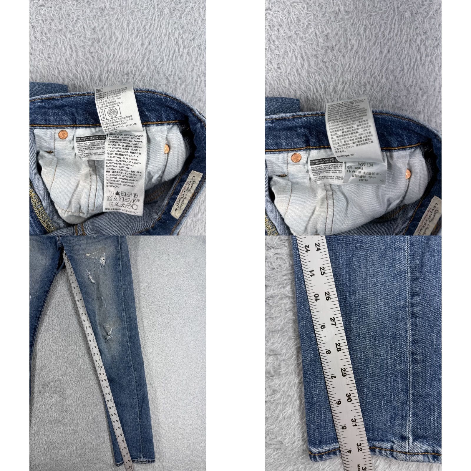 Levi's Levi's Jeans 512 Men Jeans Regular 33x32 Blue Denim Distressed Cotton 5-Pocket Skinny Vintage: No Adult Mens Size US 33 - 8 Thumbnail