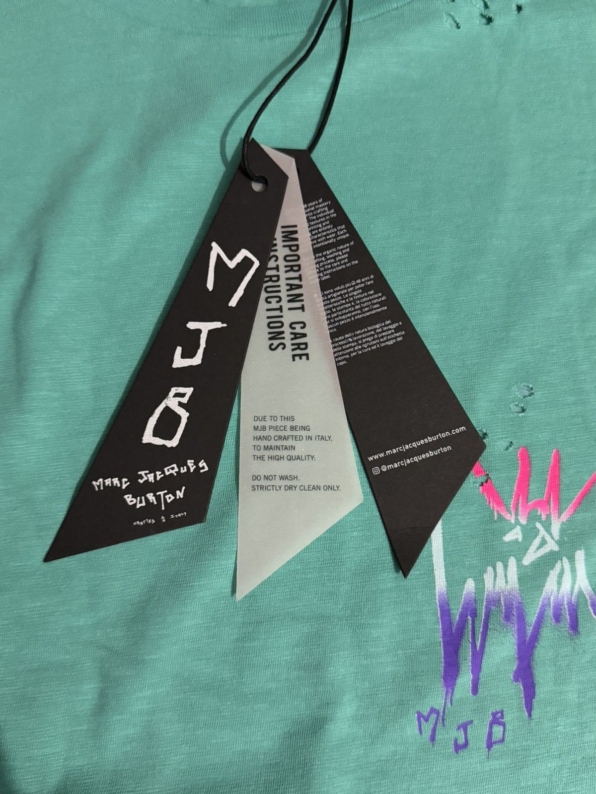 Marc Jacques Burton Marc Jacques Burton “Neon Teal Distressed” Long Sleeve Top Size US S / EU 44-46 / 1 - 7 Thumbnail