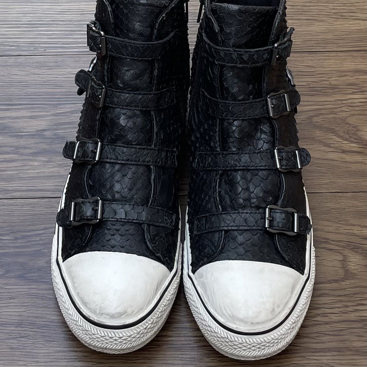 ASH ASH Virgin Buckle High Top Sneakers Black Embossed Leather Size US 11 / IT 41 - 8 Thumbnail