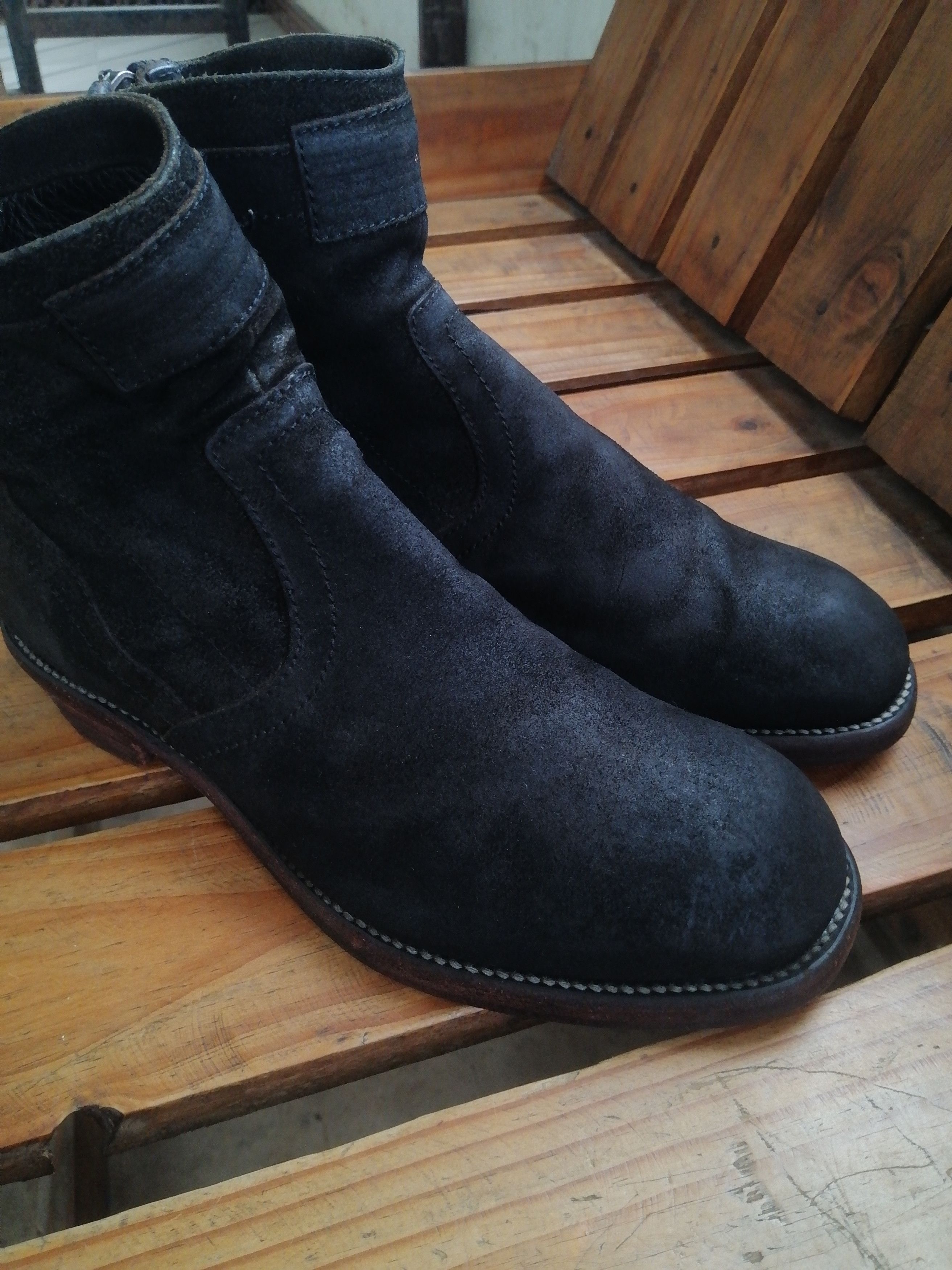 Julius Julius Dark Green Distressed Leather Zip Boots Fits EU 41 Size US 8 / EU 41 - 4 Thumbnail