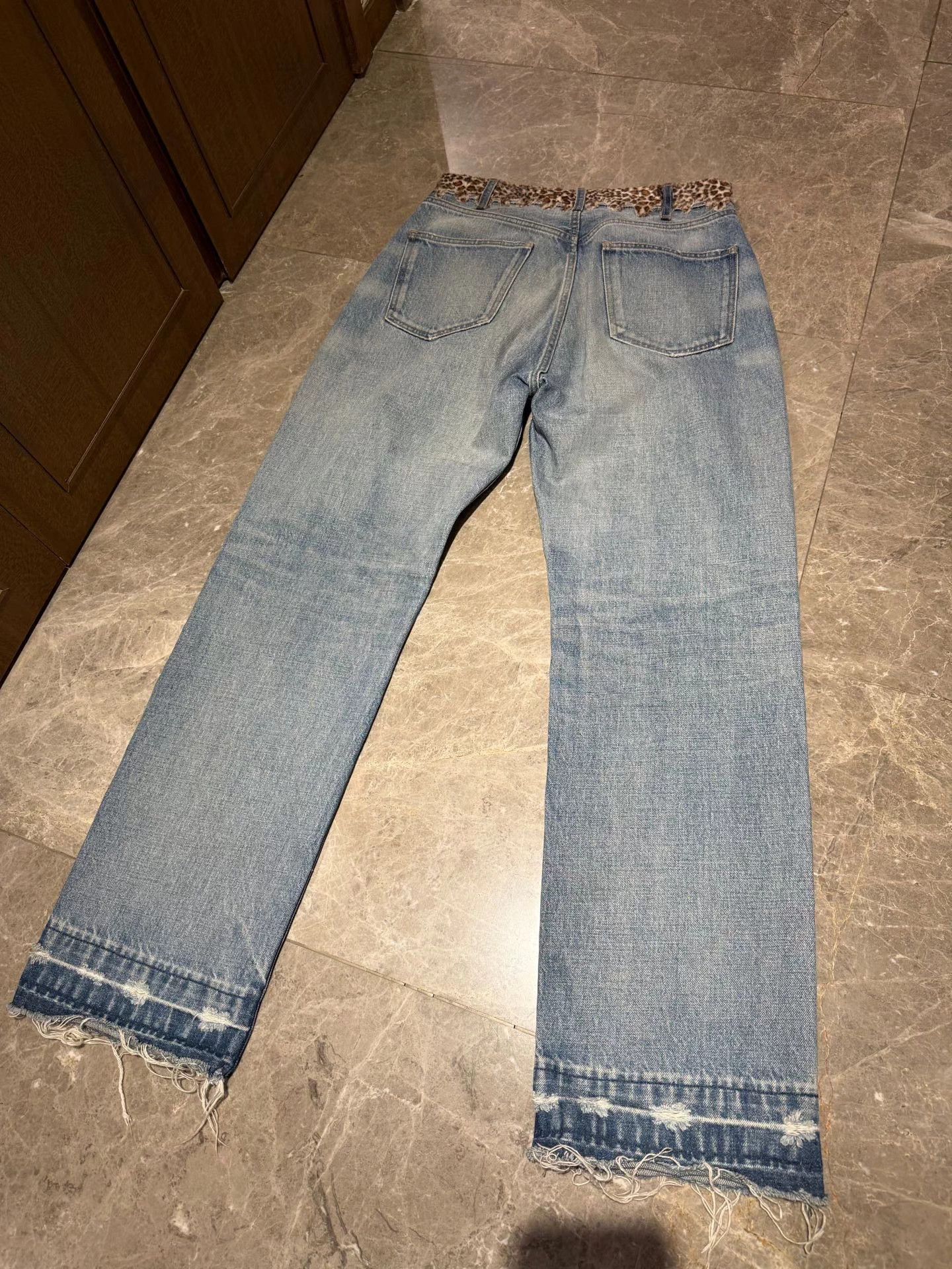 Celine Celine Leopard Print Paneled Washed Blue Jeans Size 28" / US 6 / IT 42 - 2 Thumbnail