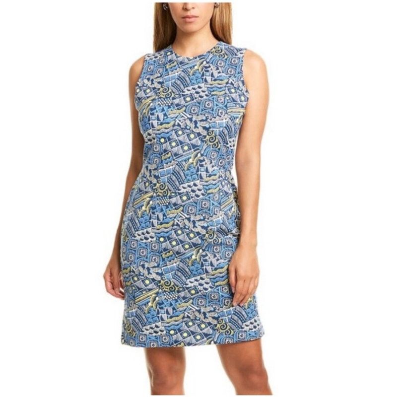 J.McLaughlin J. McLaughlin Talavera Devon dress blue yellow tan size XS Size XS / US 0-2 / IT 36-38 - 2 Thumbnail