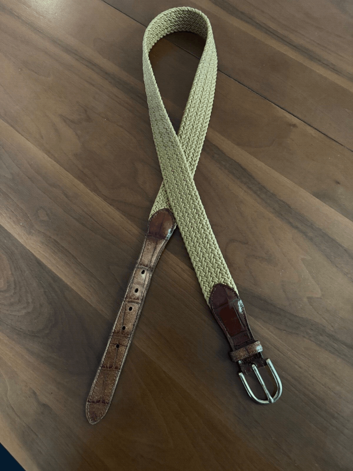 Trafalgar Trafalgar Belt Men's 36 Yellow Woven Braided Croc Size 36 - 1 Thumbnail