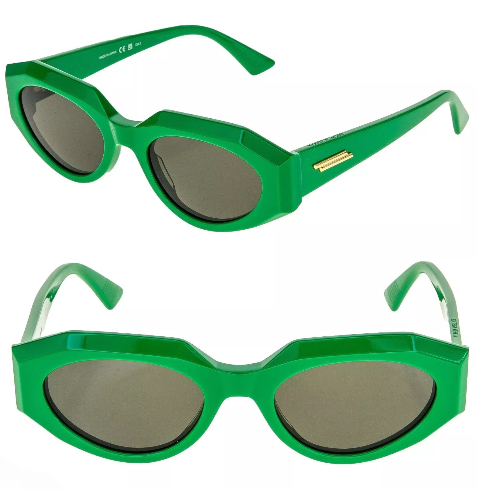 Bottega Veneta BV1031S 005 Oval Sunglasses - Green/Grey Bottega Veneta BOTTEGA VENETA MITRE BV1031S Unisex  main image 2