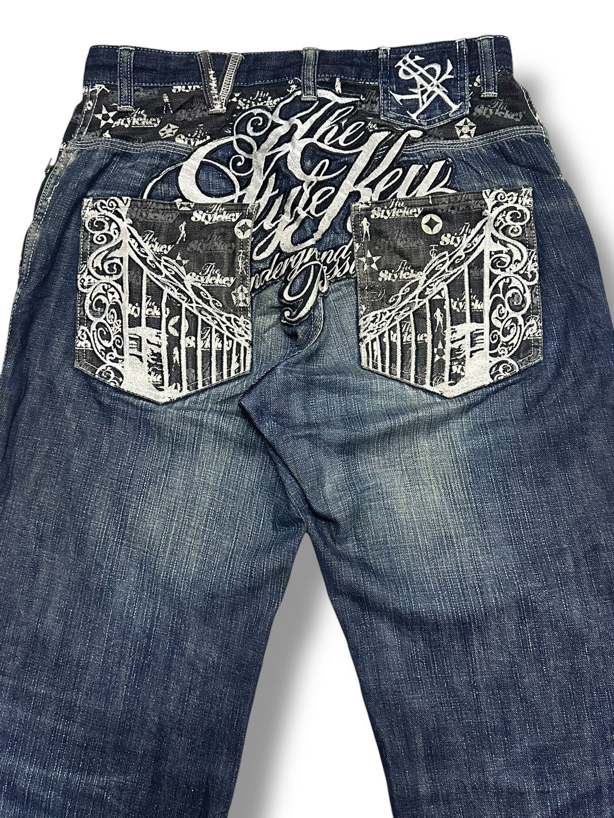 Japanese Brand TheStyleKey Embroidered Vintage Jean Baggy Loose Style Faded Size US 33 - 4 Thumbnail