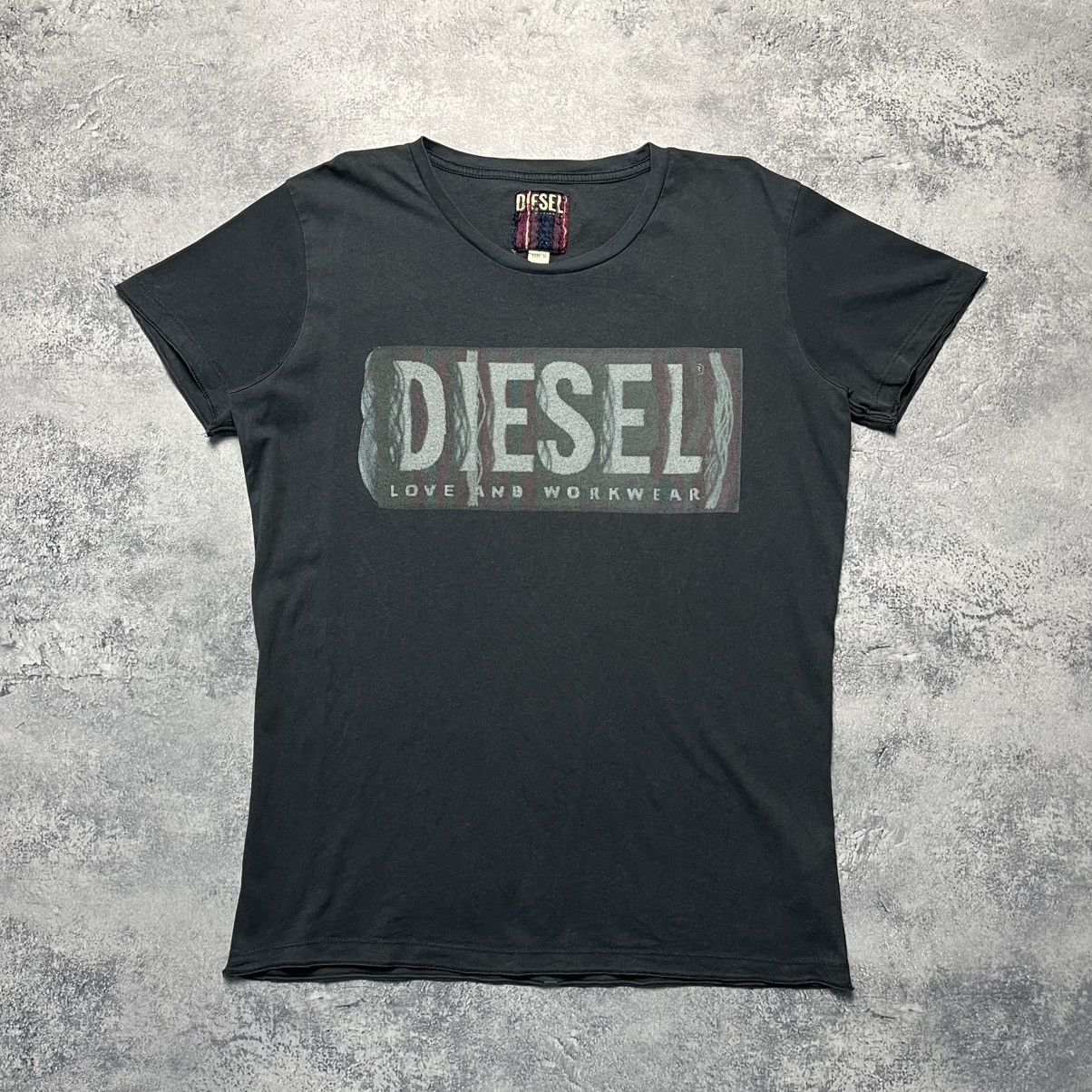 Diesel × Vintage Vintage Diesel Big Box Logo Tee Distressed Avant-Garde Y2K Size US M / EU 48-50 / 2 - 1 Thumbnail