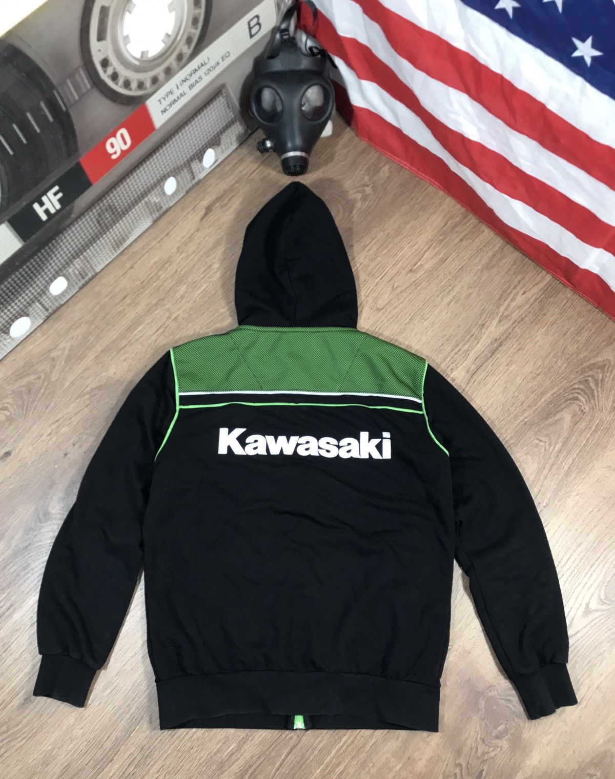 Vintage Vintage Y2k Kawasaki 💚🖤 Zip Hoodie Size US L / EU 52-54 / 3 - 8 Thumbnail