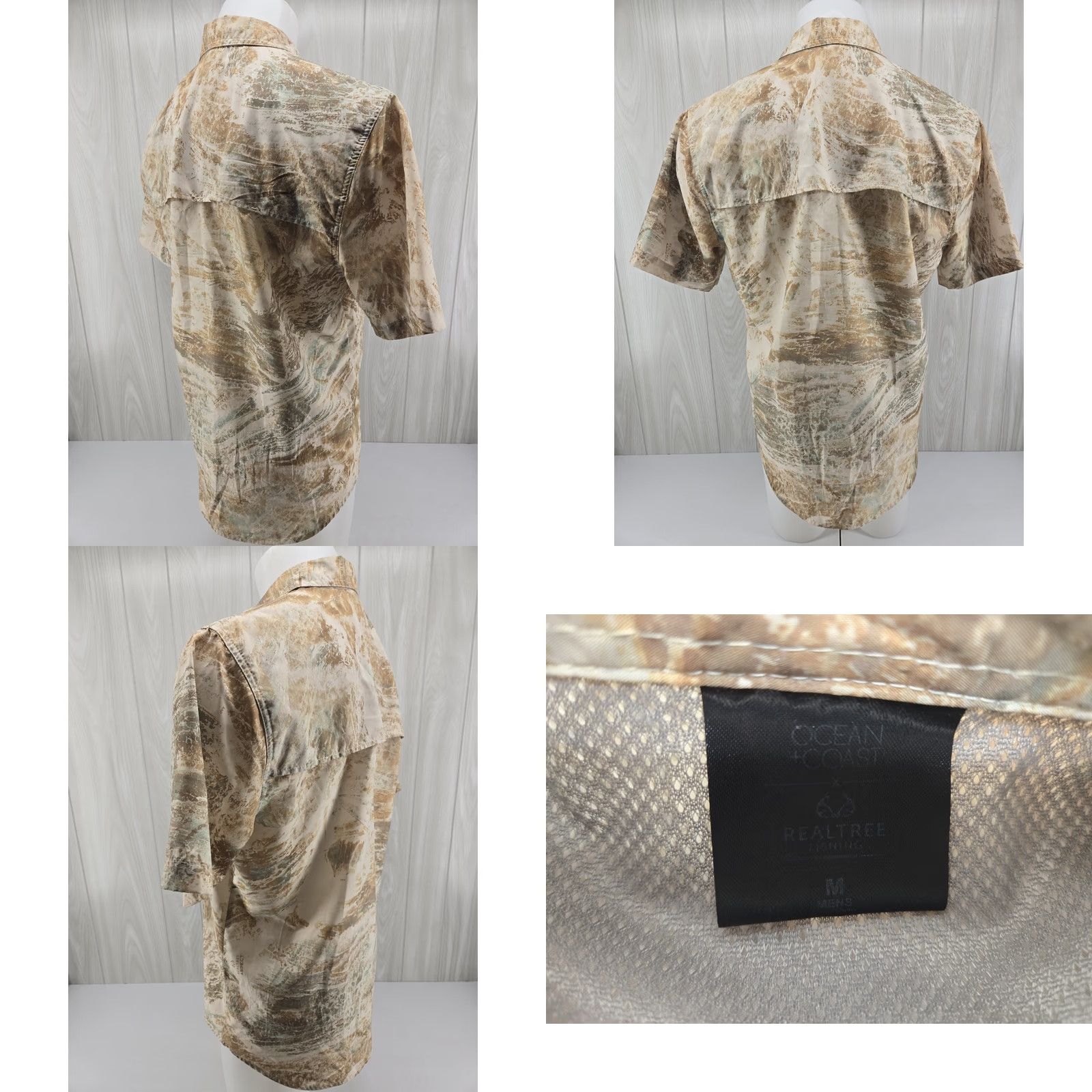 Vintage Ocean + Coast Shirt Men Medium Beige Fishing Realtree Aspect Camouflage Button Up Shirt Size US M / EU 48-50 / 2 - 8 Thumbnail