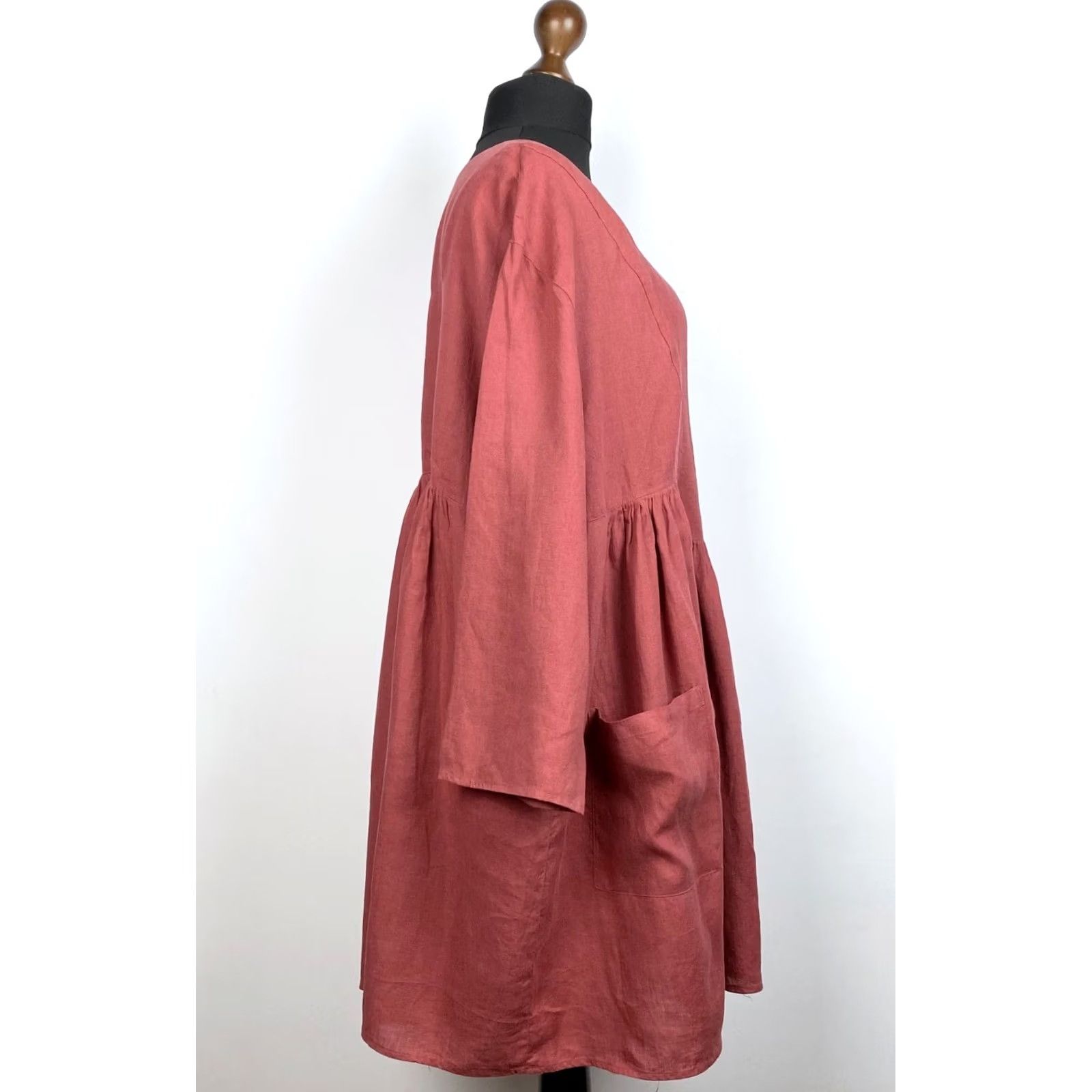 Vintage Gudrun Sjoden Dress Womens Linen Size XXL Red Knee Length Dress Size XXL / US 16-18 / IT 52-54 - 2 Thumbnail