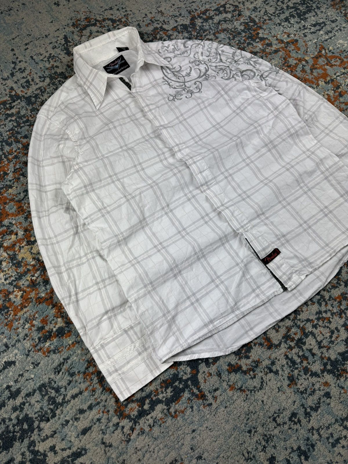 Fender Vintage Y2K Fender embroidered floral flower checked shirt Size US M / EU 48-50 / 2 - 3 Thumbnail