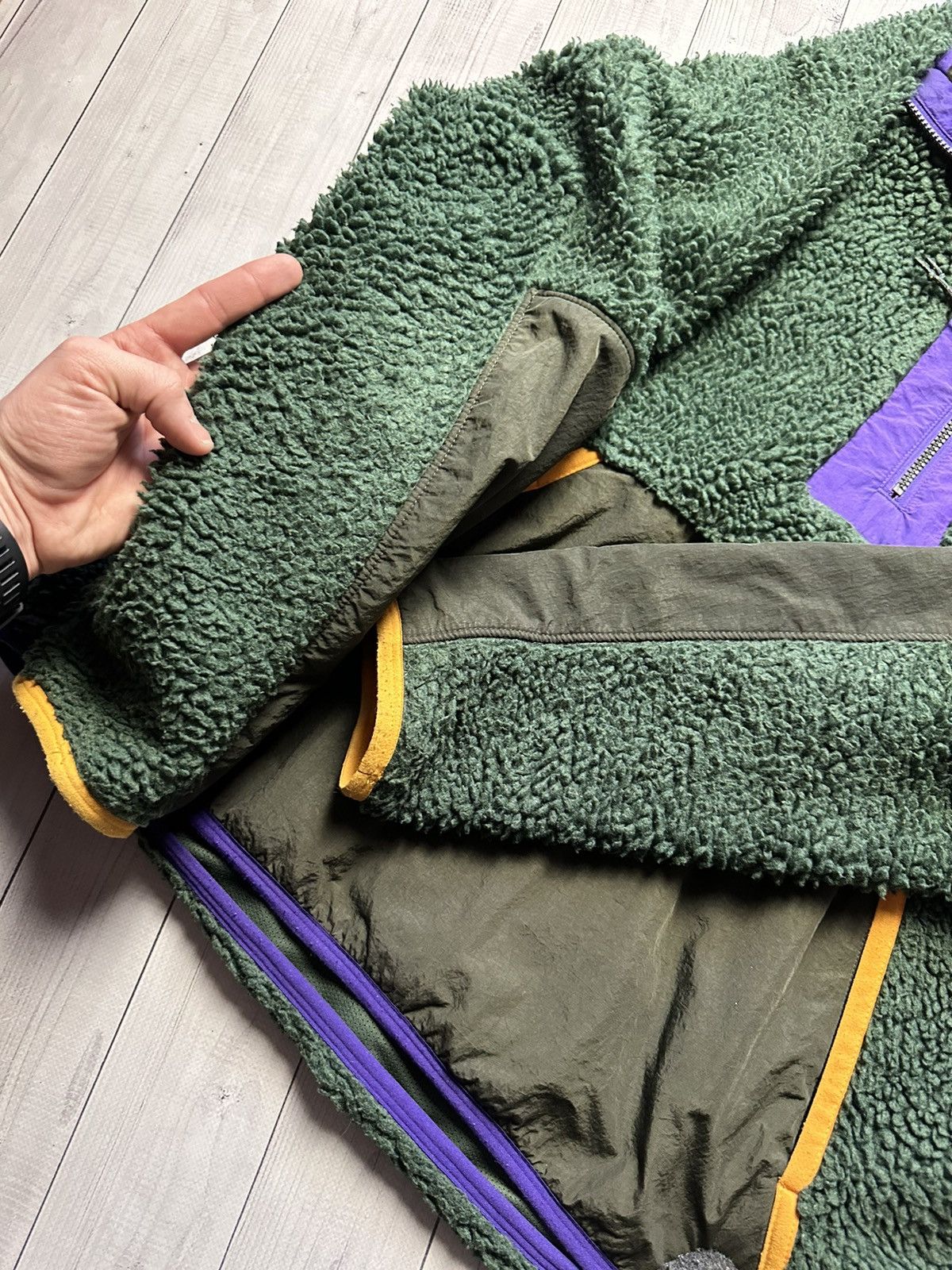 Nike Fleece jacket anorak Sherpa green rare size L logo
