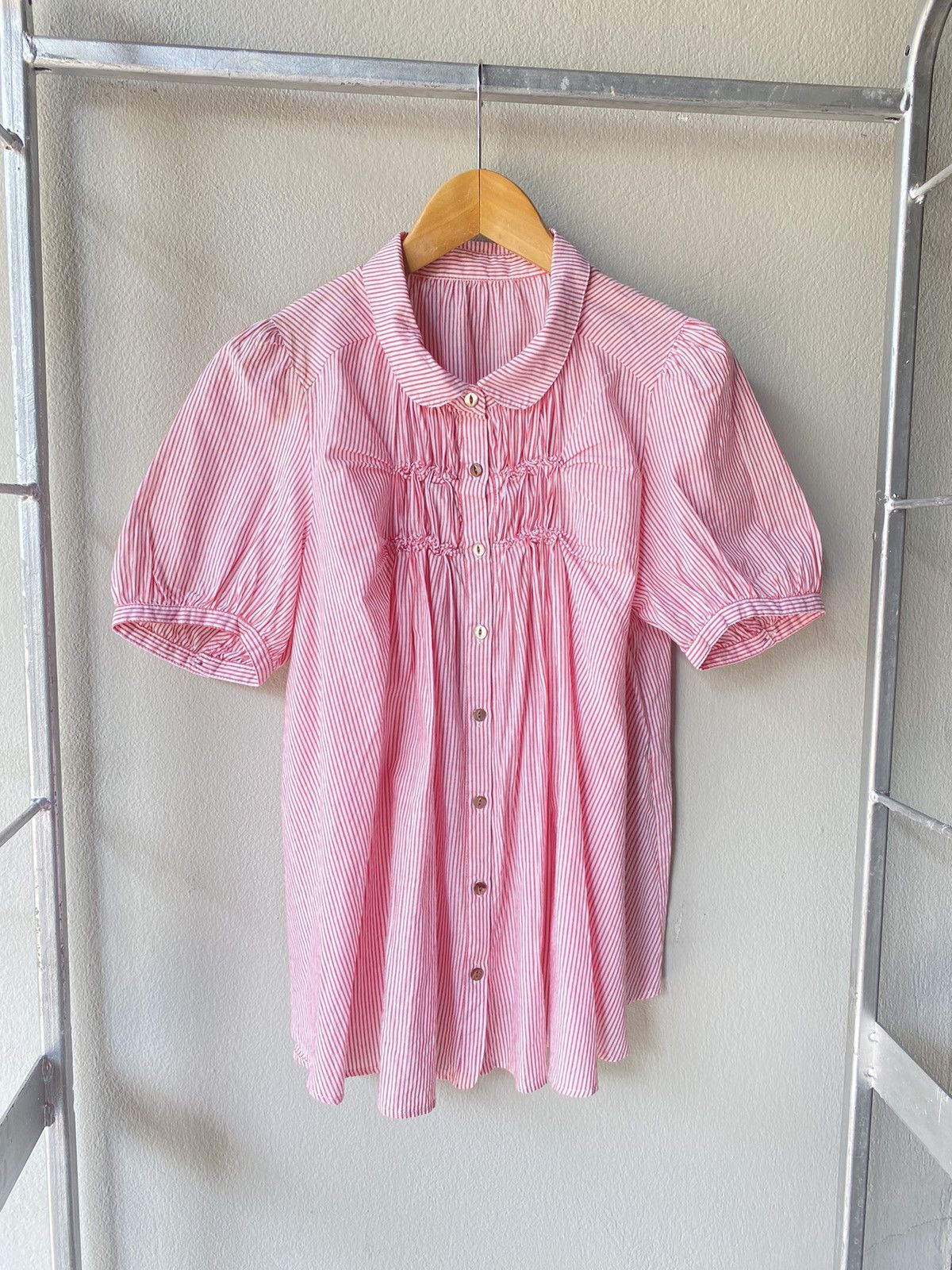 image of Frapbois Stripped Smock Pink Blouse, Women's (Size XS)