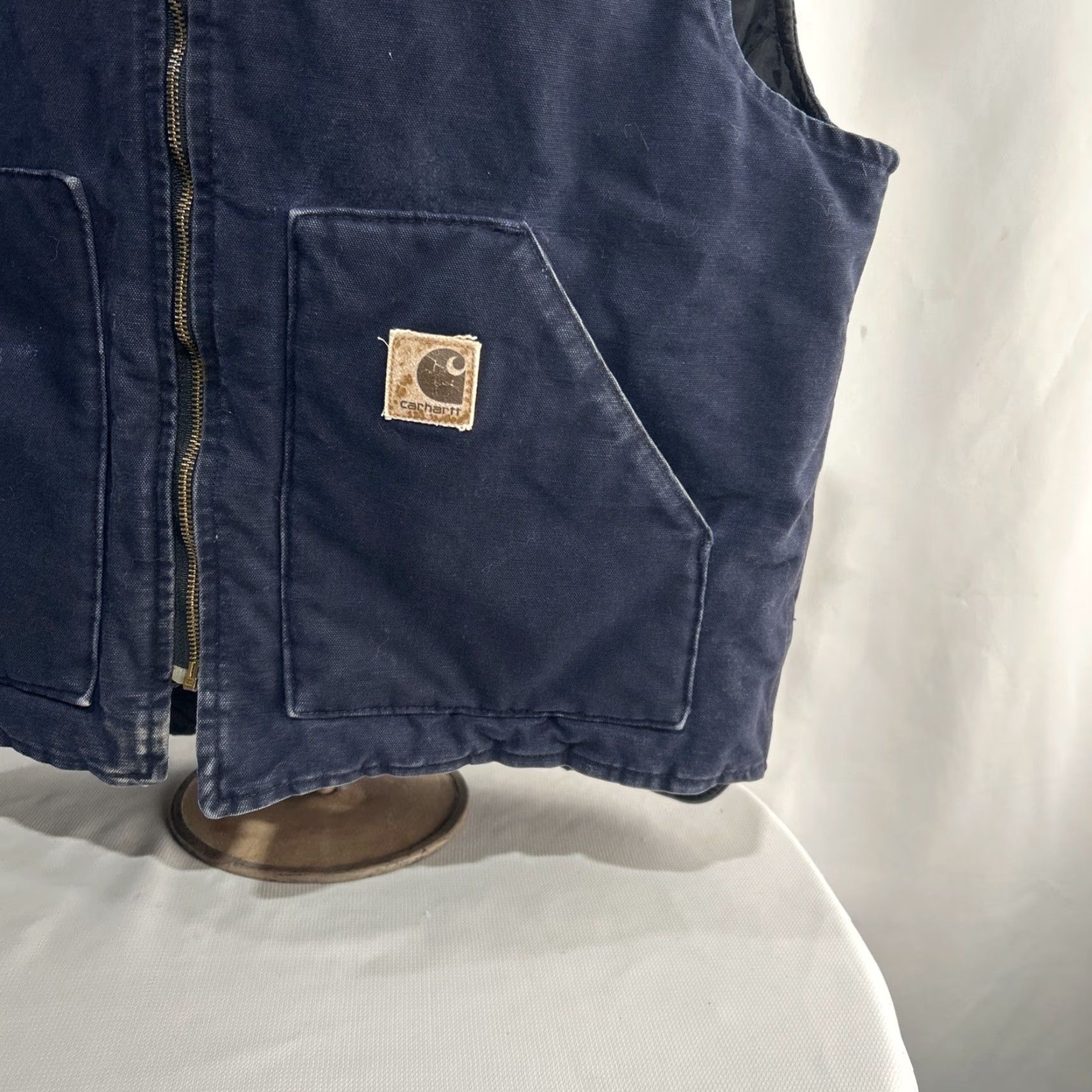 Carhartt VINTAGE Carhartt Vest Mens XL Midnight Blue Canvas Quilt Lined Zip Up Jacket 90s MD t? Size US XL / EU 56 / 4 - 2 Thumbnail