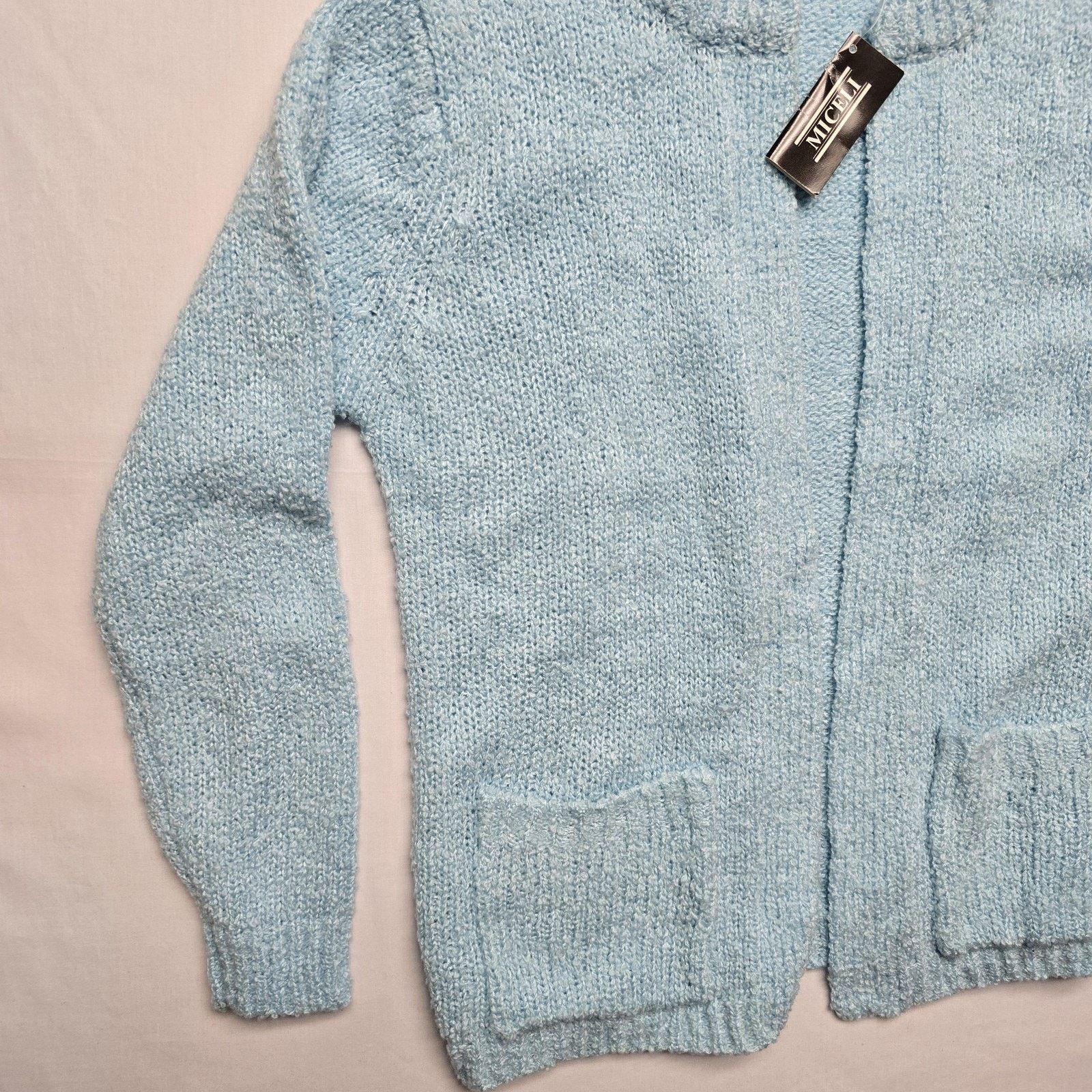 Vintage Vintage Miceli Sweater L Blue Cardigan Pocket Cozy Soft Size L / US 10 / IT 46 - 2 Thumbnail