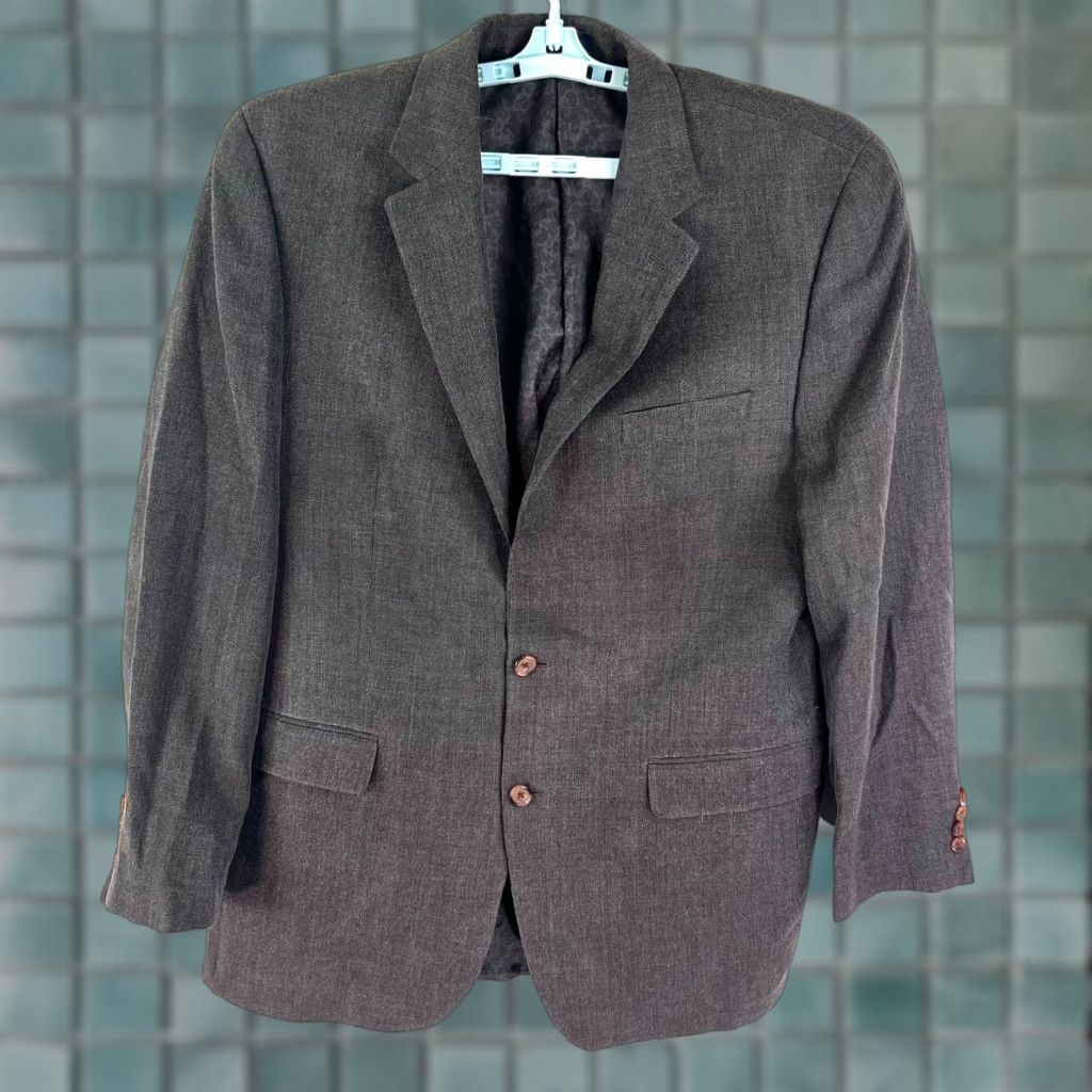Ralph Lauren Vintage Ralph Lauren Wool Sport Coat Jacket Gray Houndstooth Check Blazer Men's L Size 42R - 1 Thumbnail
