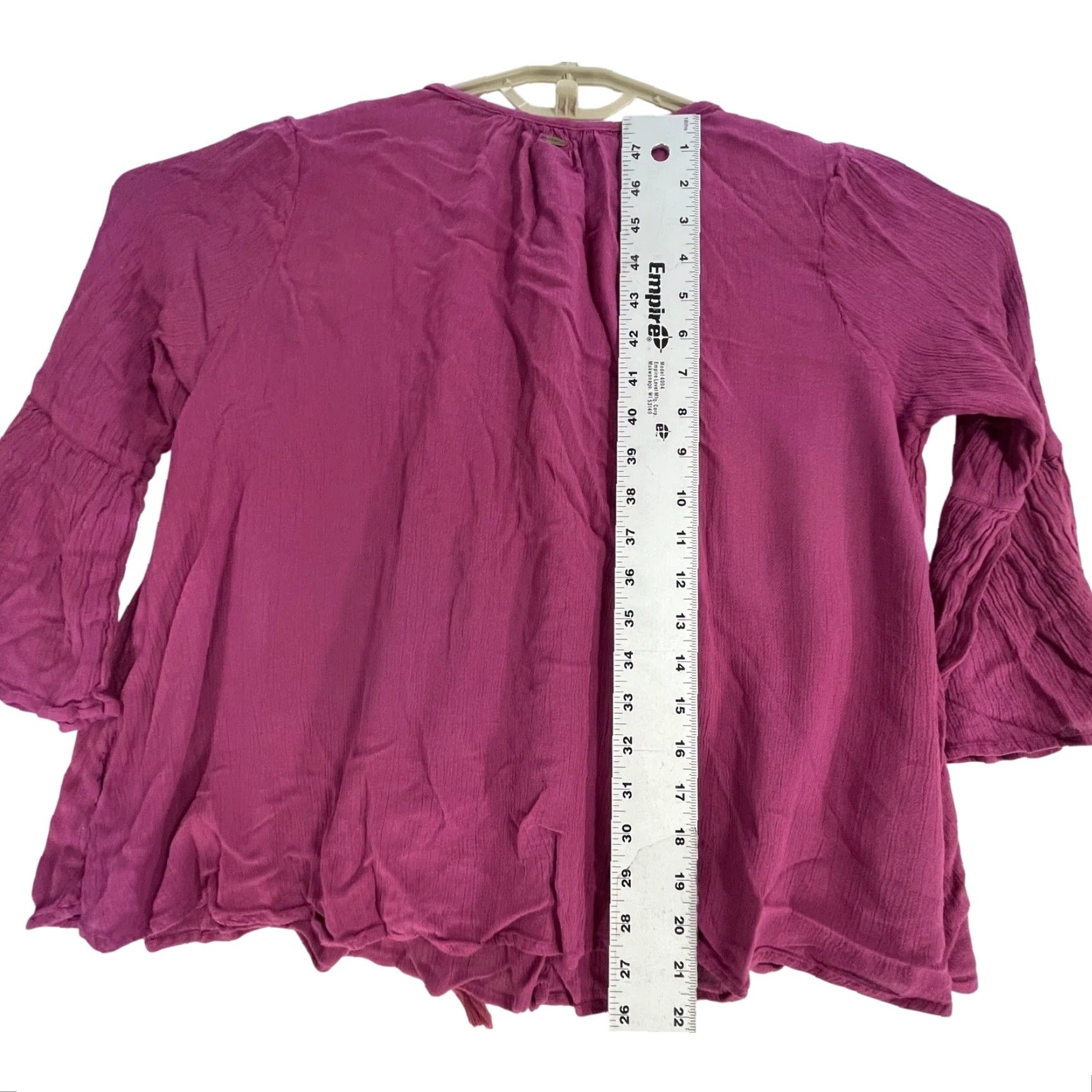 O'Neill ONeill Blouse Woman Size M Pink V-Neck 3/4 Sleeve Bohemian Hippie Prairie Relaxed Fit Size M / US 6-8 / IT 42-44 - 4 Thumbnail