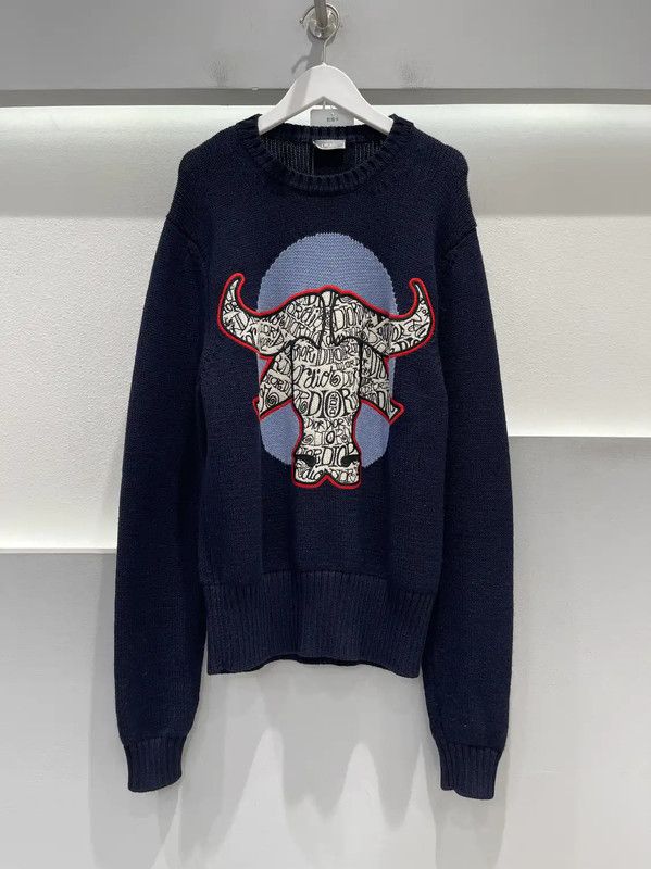 Dior Dior Women's Winter Blue Wool Sweater 0089 Size XS / US 0-2 / IT 36-38 - 1 Thumbnail