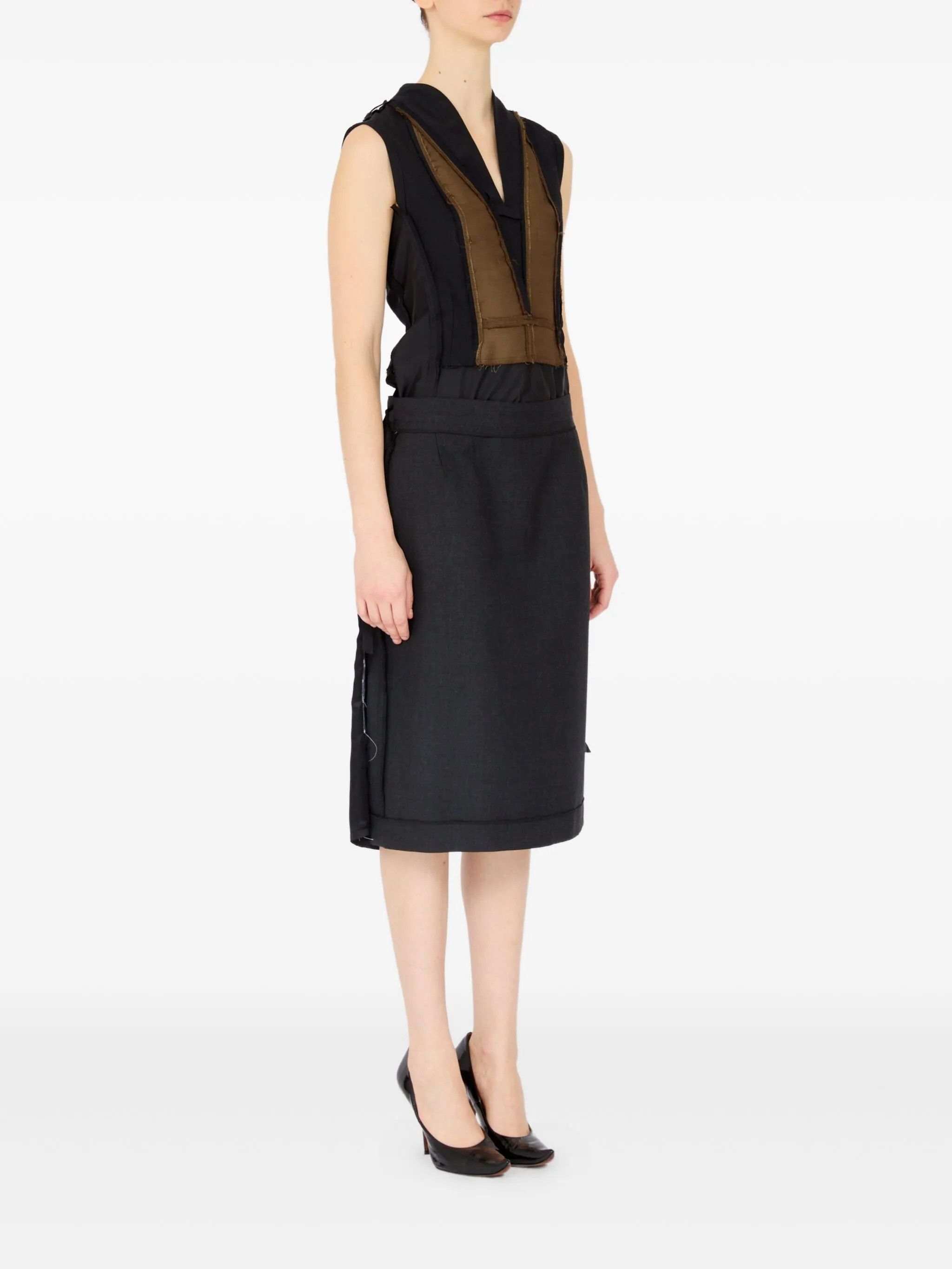 Maison Margiela o1w1db10526 Midi Skirt in Dark Grey Size 28" / US 6 / IT 42 - 3 Thumbnail