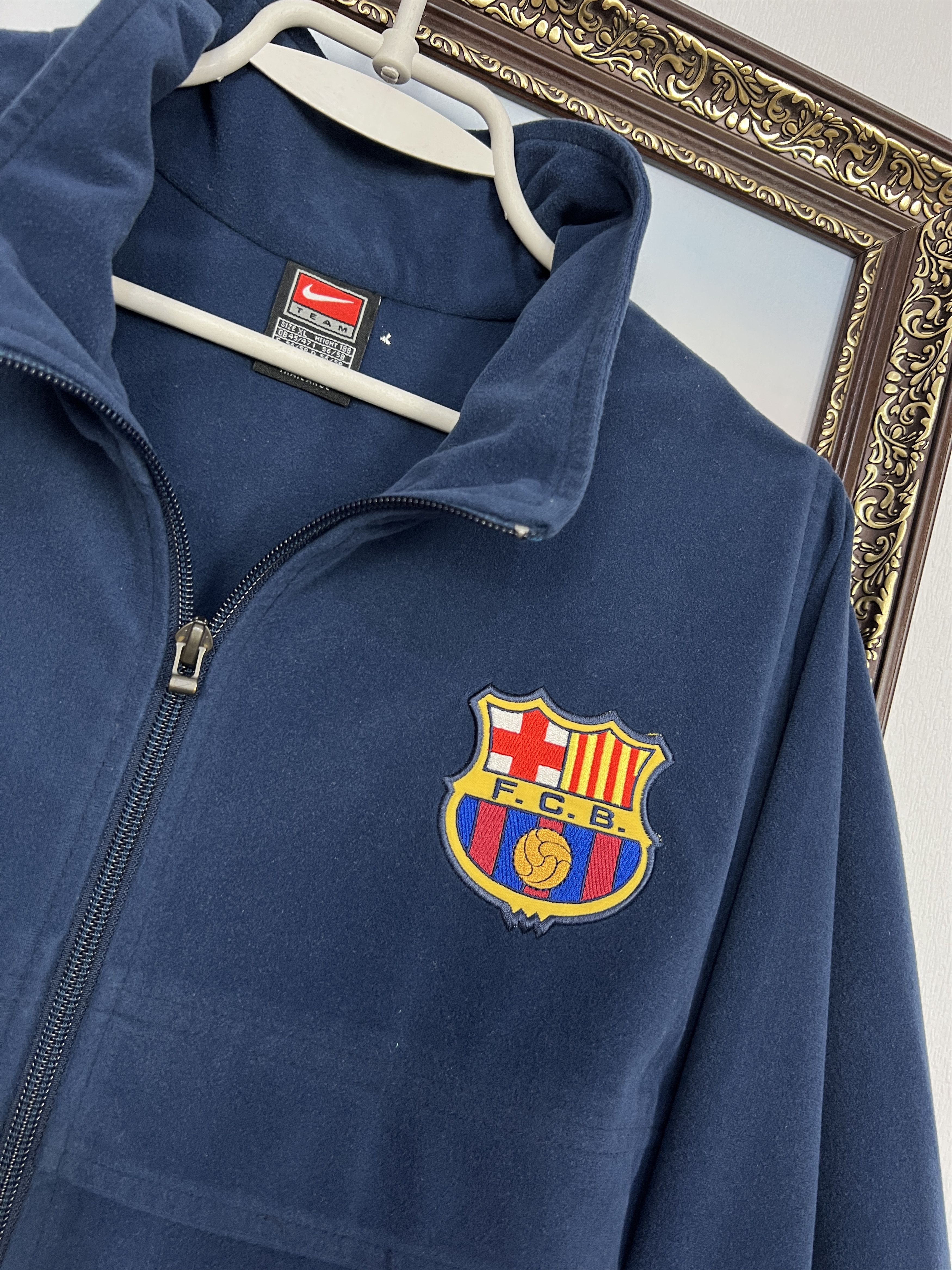 Nike Vintage 90's Nike Barcelona Football Fleece Jacket Soccer Size US XL / EU 56 / 4 - 3 Thumbnail