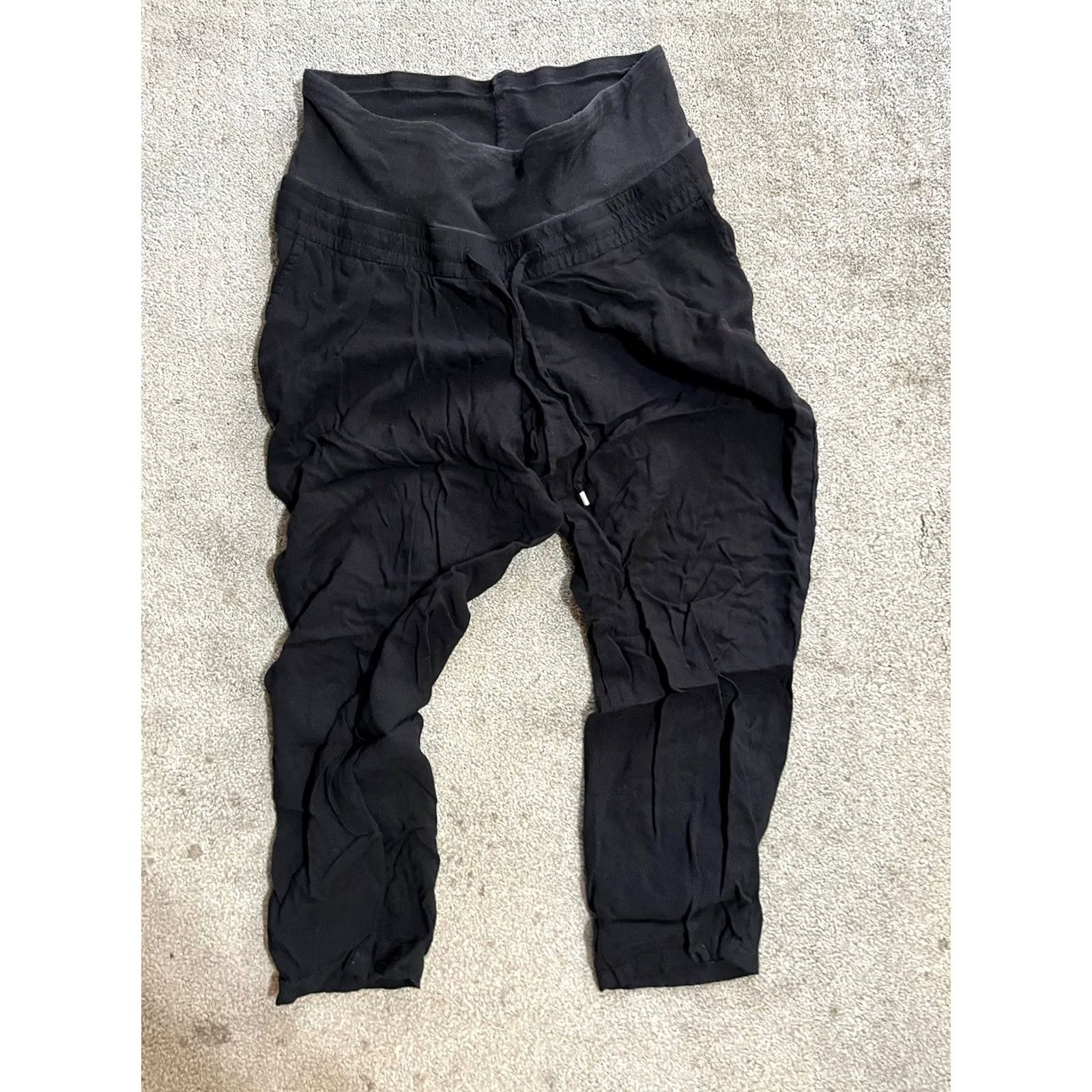 H&M H&M Mama Jersey Pants Womens S Black Straight Leg Smocked Waist Pockets US Size S / US 4 / IT 40 - 2 Thumbnail