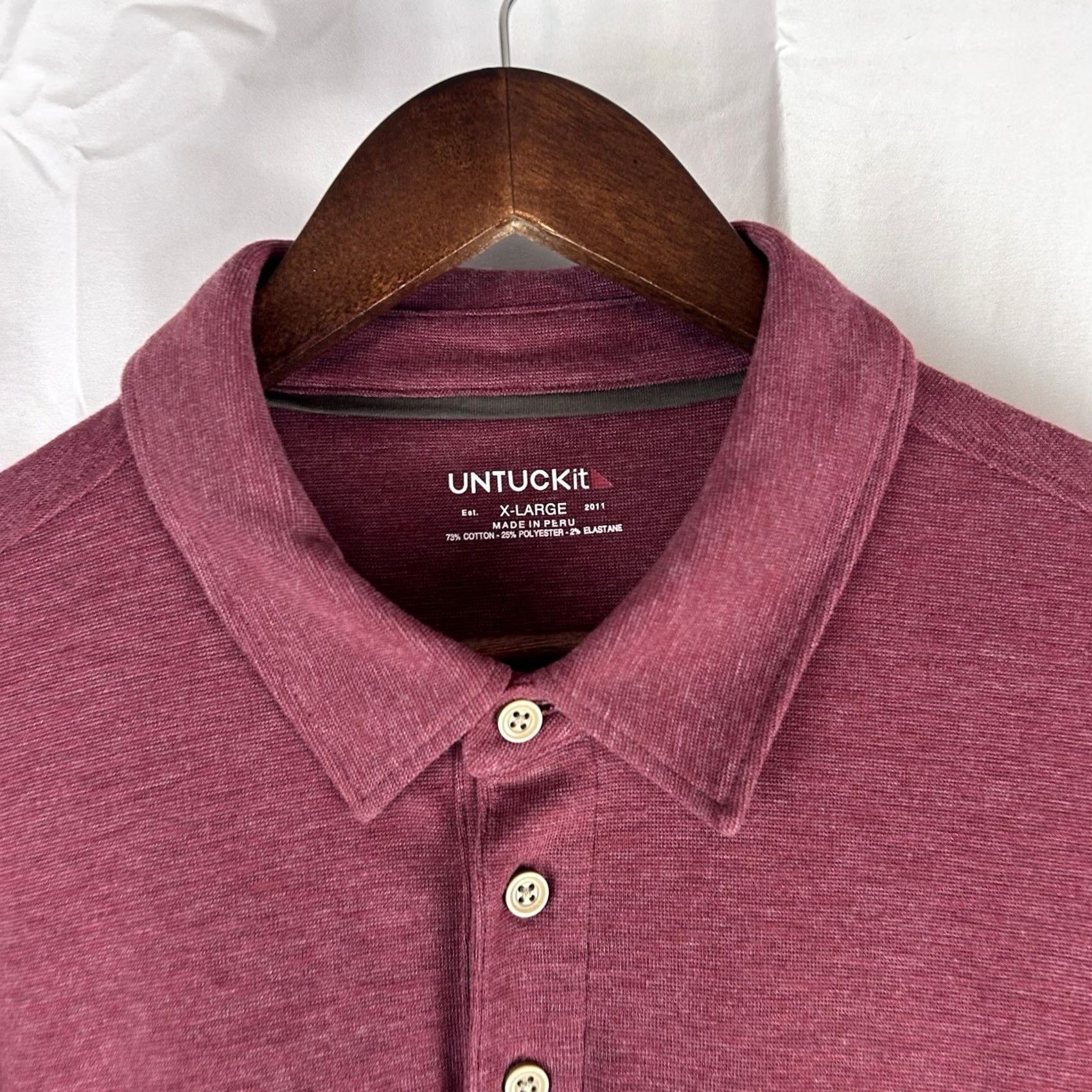 UNTUCKit UNTUCKit Polo Shirt Mens XL Red Solid Mathieu Regular Stretch Casual Long Sleeve Collared Pullover Size US XL / EU 56 / 4 - 3 Thumbnail