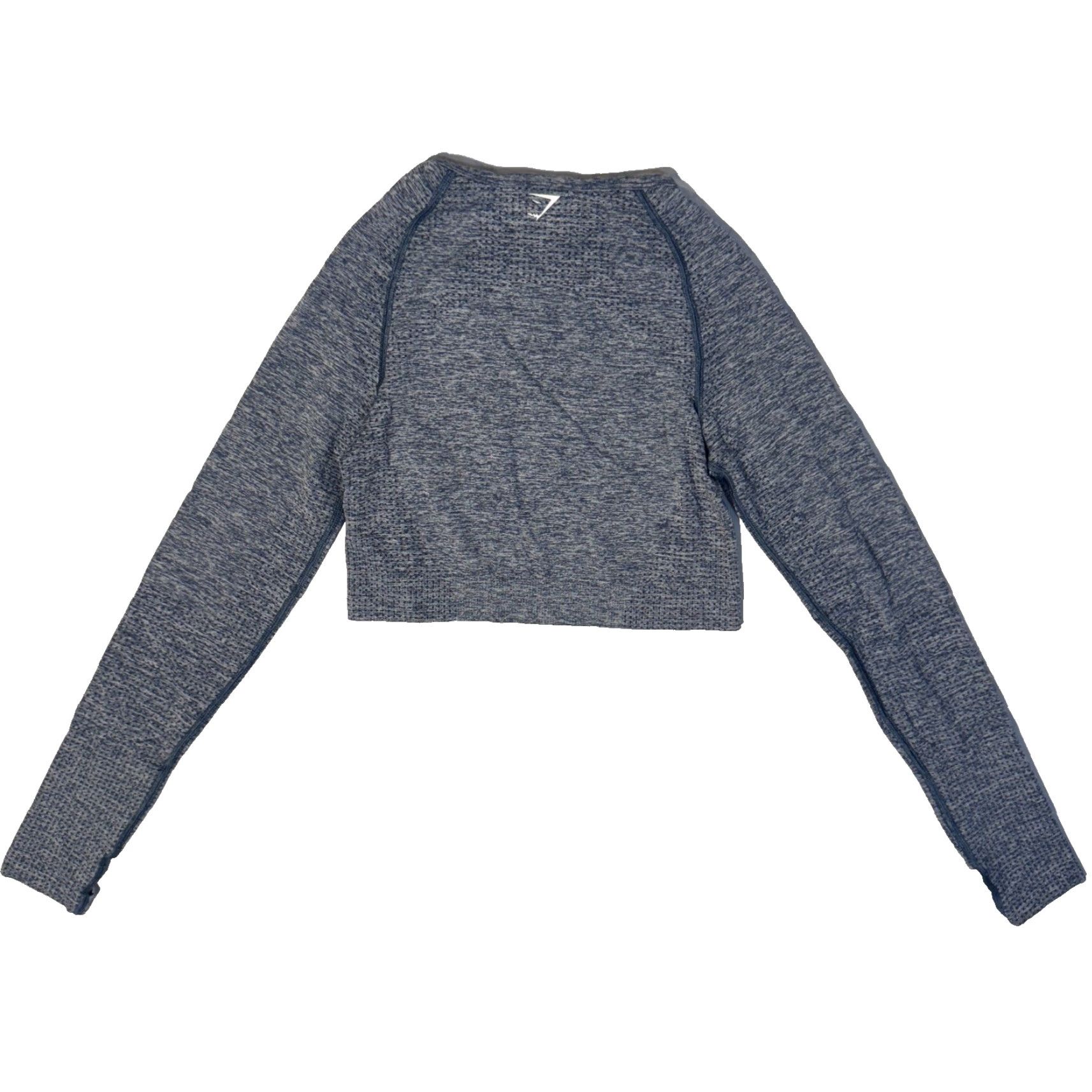 Gymshark GYMSHARK Vital Seamless Long Sleeve Cropped Top M in Steel Blue Marl - Gymshark Sports Crew Neck Pullover T-Shirt Women CrossFit Activewear Sh mm Size M / US 6-8 / IT 42-44 - 8 Thumbnail