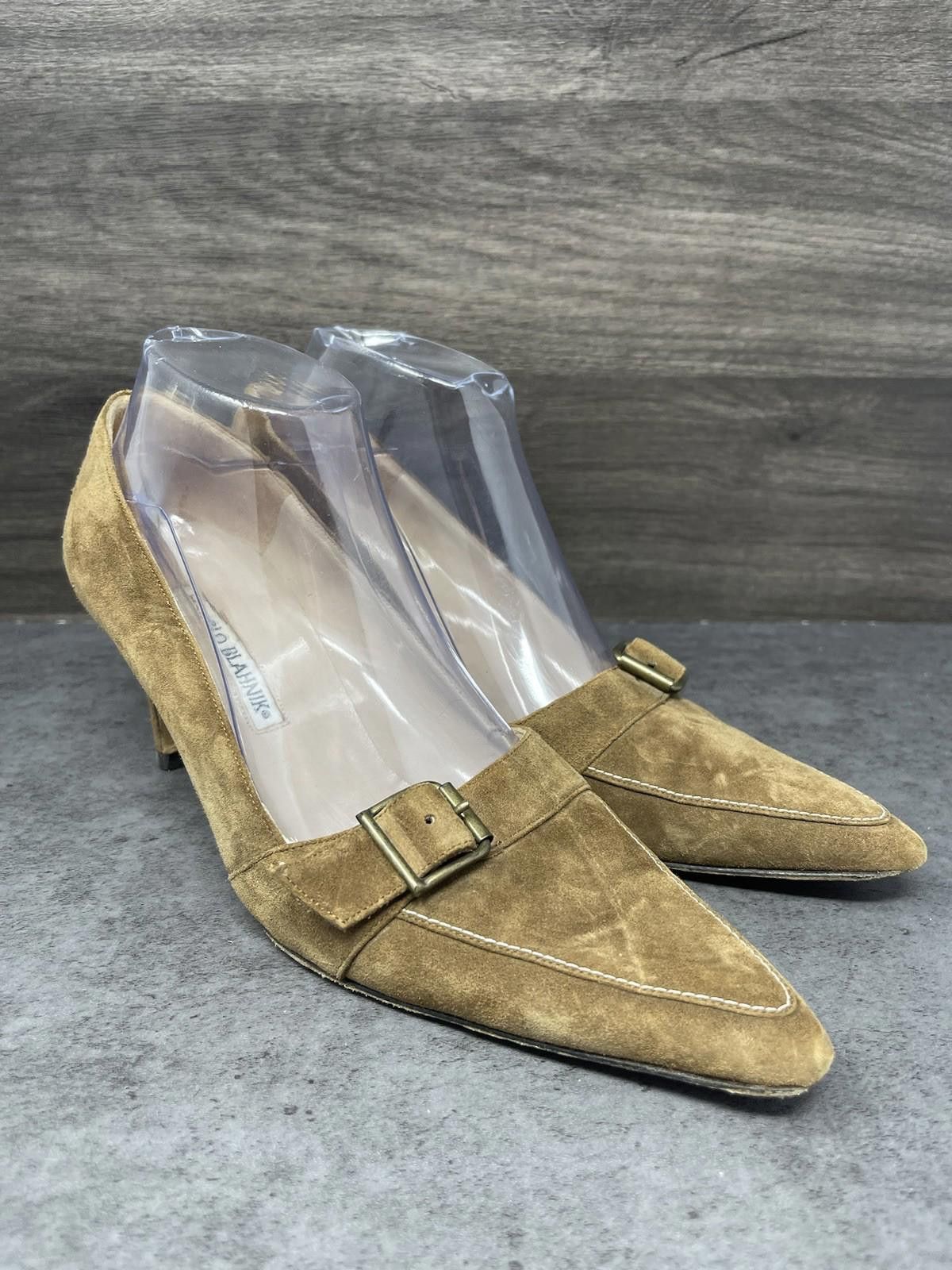 Manolo Blahnik Manolo Blahnik Heels Womens Size 8.5 (39.5) Brown Suede Size US 8.5 / IT 38.5 - 4 Thumbnail