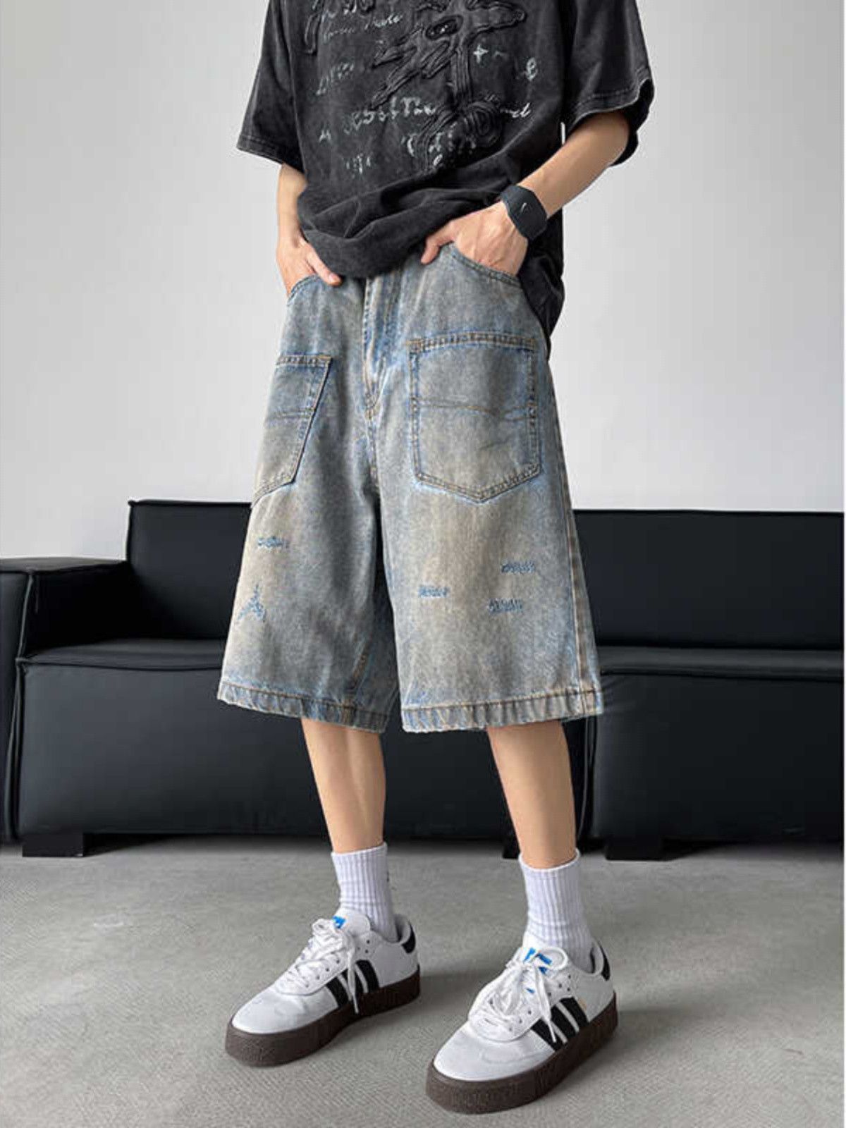 Japanese Brand × Jean Retro washed pocket loose denim shorts Size US 32 / EU 48 - 2 Thumbnail
