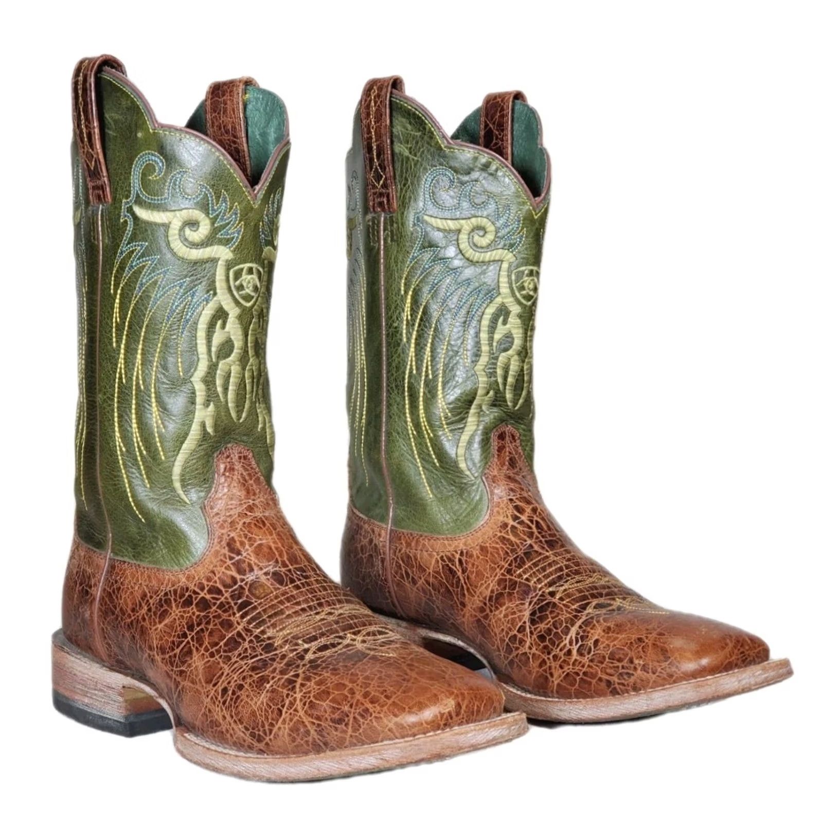 Ariat Ariat Mesteno Broad Square Toe Western Boots Men US 8.5 EE Adobe Clay / Lime Green Brown Leather Square Toe Boots Mens Western Shoes Boots Size US 9 / EU 42 - 2 Thumbnail