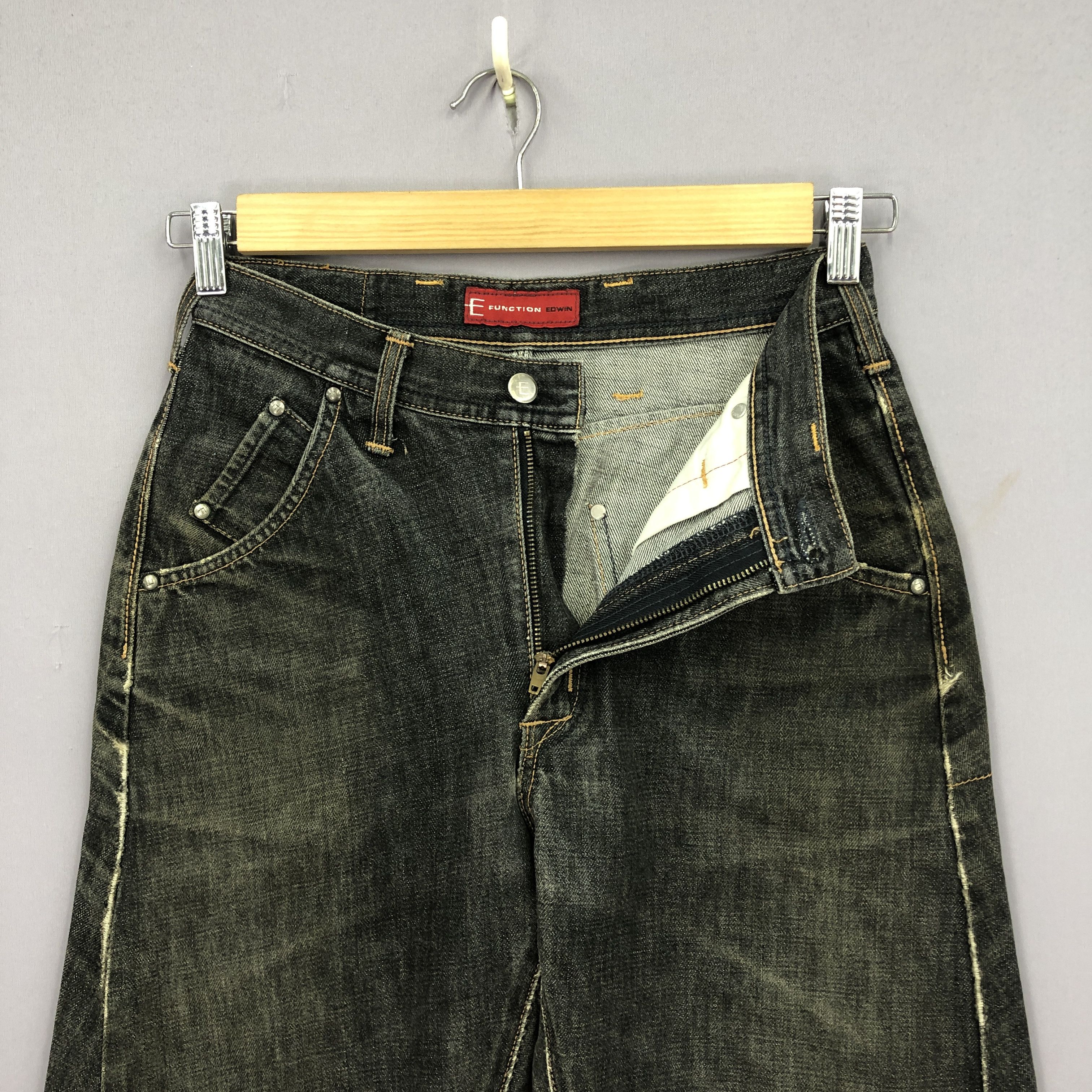 Japanese Brand Vintage Edwin E Function Jeans Ripped Indigo Denim GF30247 Size 26" / US 2 / IT 38 - 6 Thumbnail
