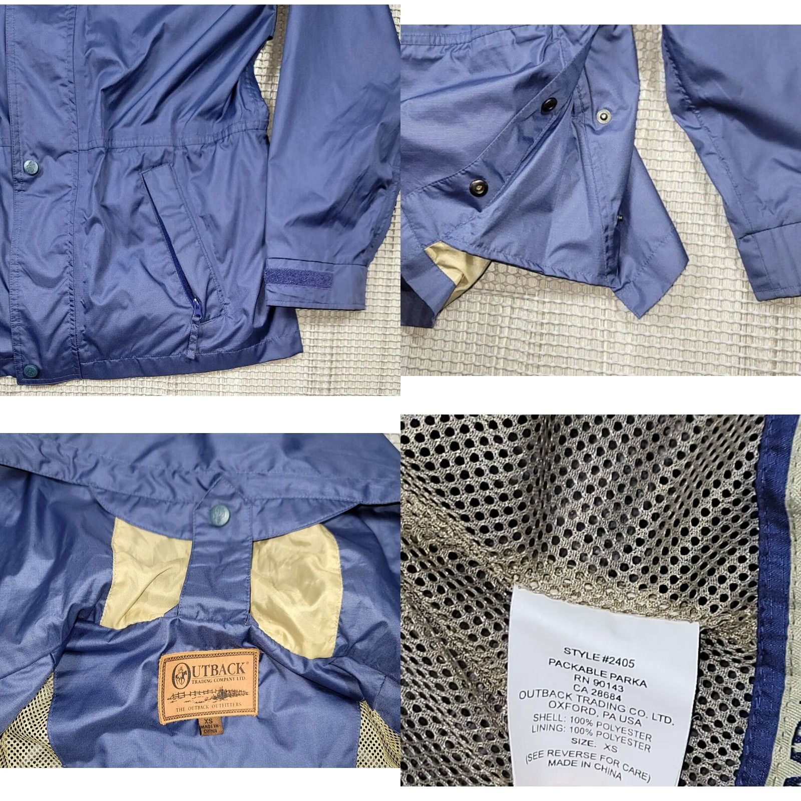 CO Outback Trading Co Pak-A-Roo Parka Hooded XS Blue Waterproof 2405 Parka Men XS Blue Waterproof Parka Size US XS / EU 42 / 0 - 9 Thumbnail