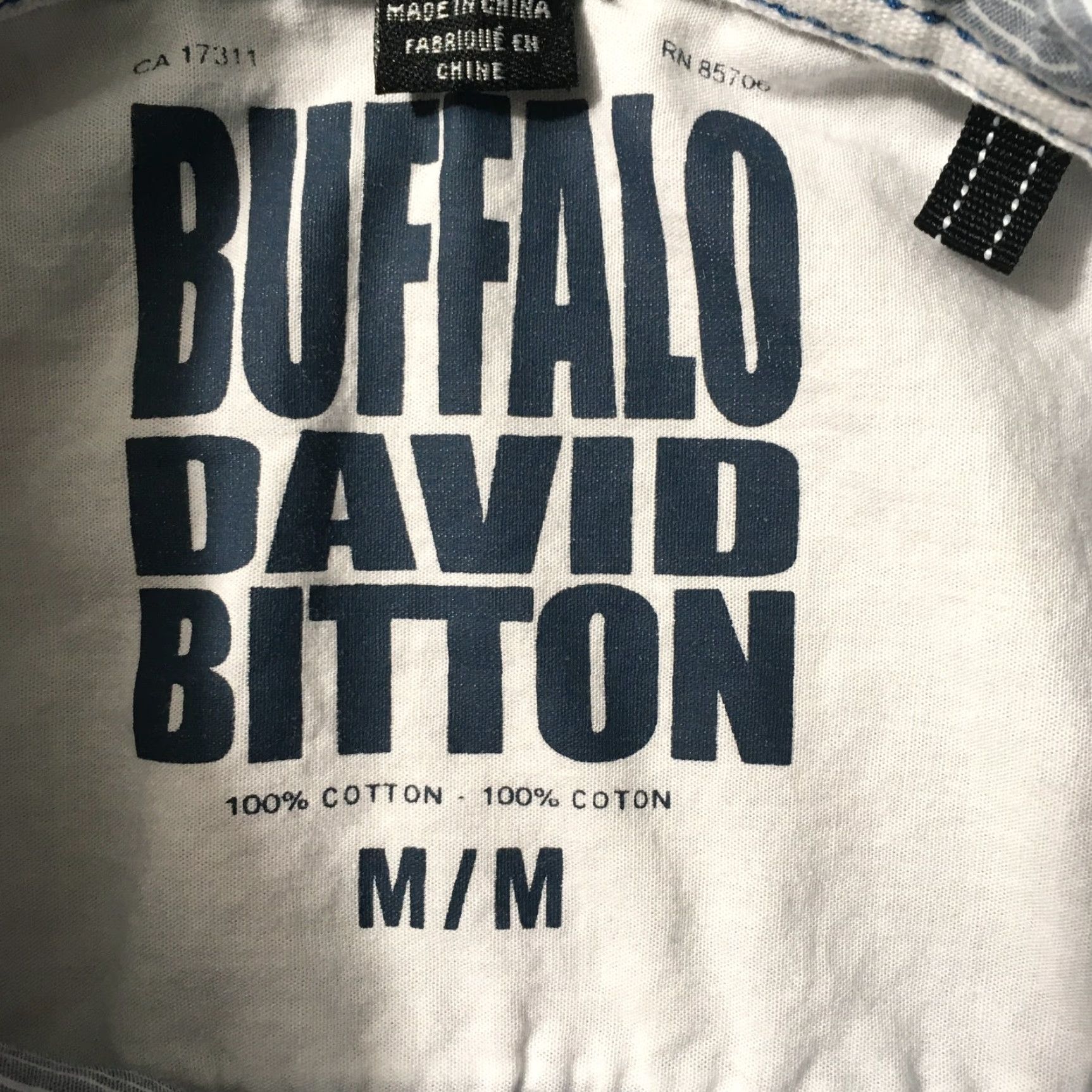Buffalo David Bitton Buffalo by David Bitton Shirt Button-Up Buffalo Blue White Short Sleeve Mens M Cotton Pockets Size US M / EU 48-50 / 2 - 4 Thumbnail
