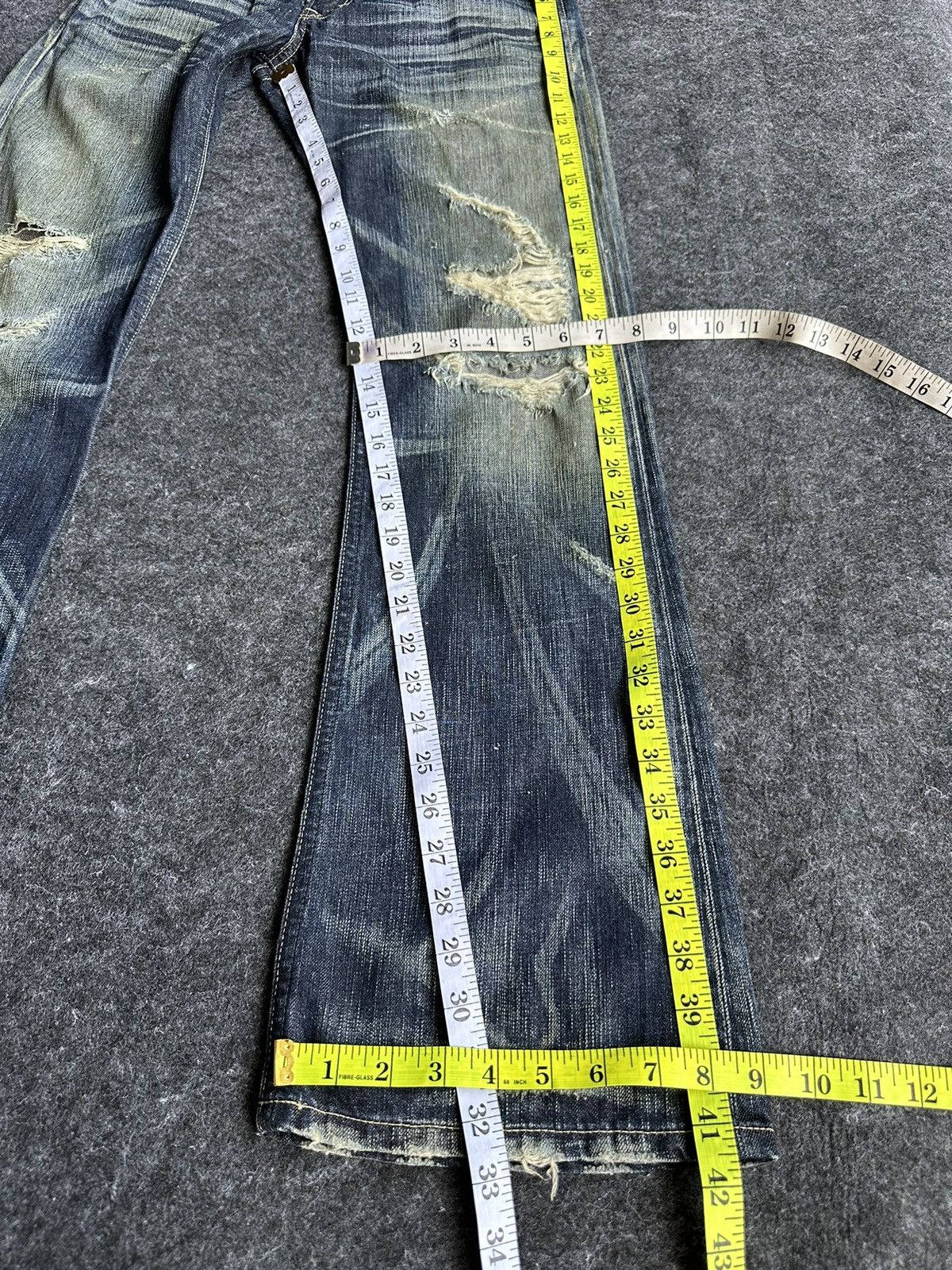 Edwin Vintage Edwin 503 Blue Trip Flare Washed Denim D383 Size US 28 / EU 44 - 11 Thumbnail