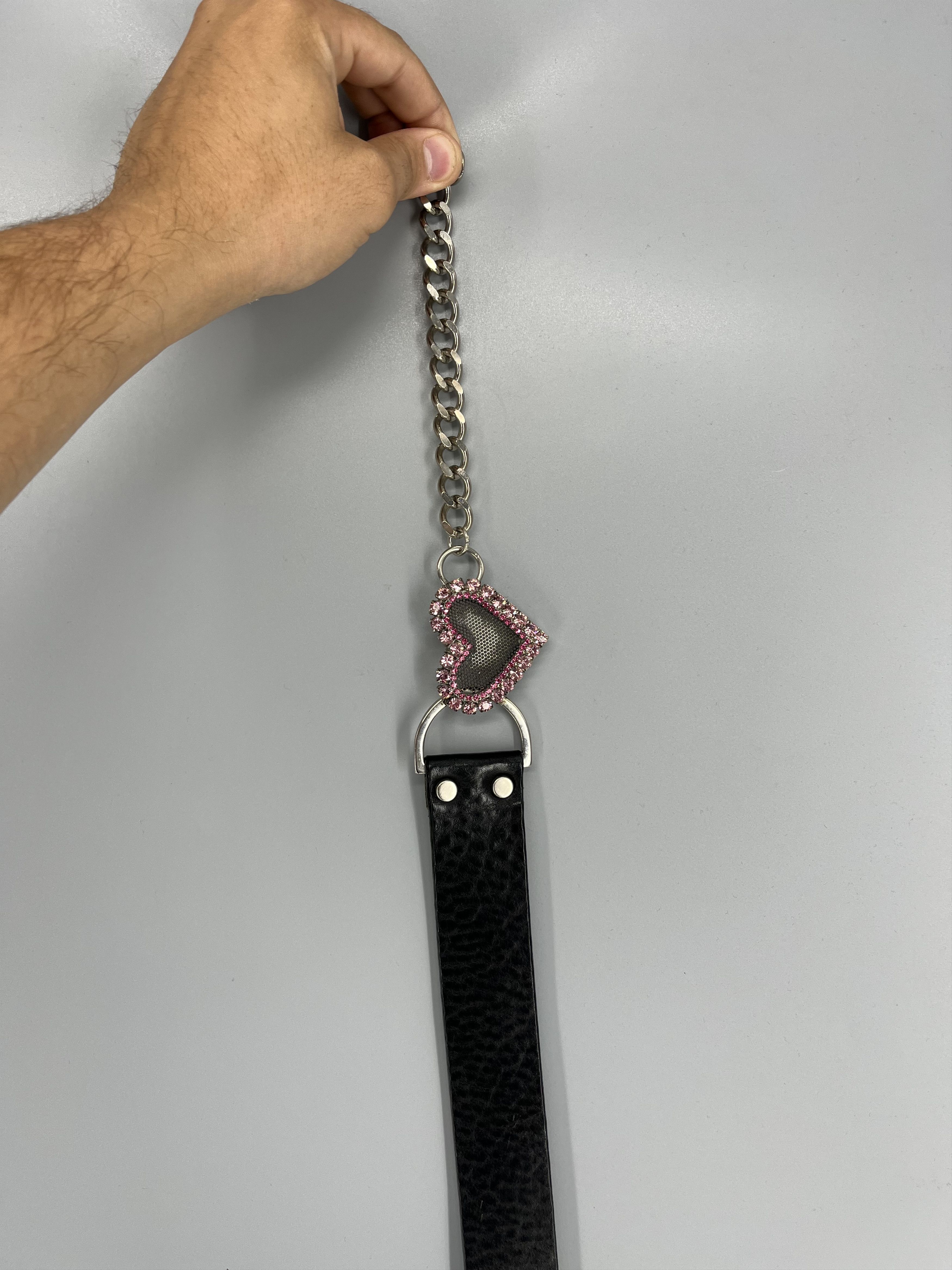 Iceberg ICEBERG Leather Belt with Chain & Pink Heart Charm Size ONE SIZE - 3 Thumbnail
