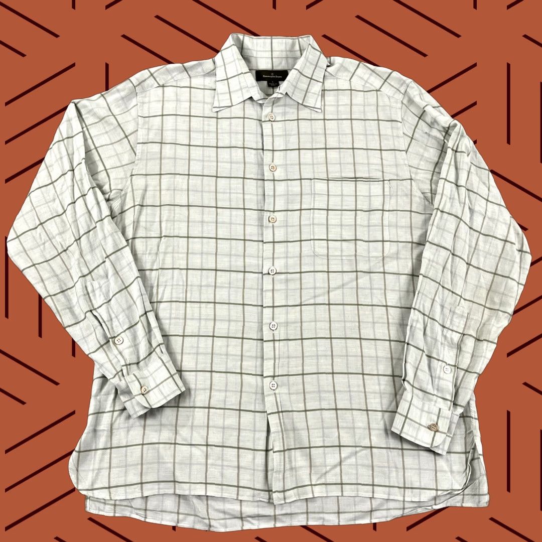 Ermenegildo Zegna ERMENEGILDO ZEGNA Shirt Men Large Sea Foam Green Button Up Long Sleeve Top Italy Size US L / EU 52-54 / 3 - 1 Thumbnail