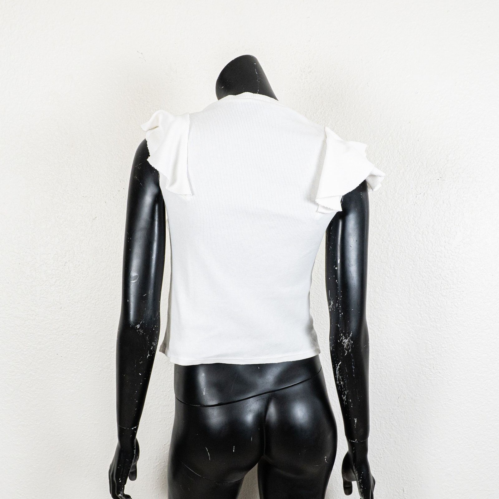 Veronica Beard Veronica Beard Bea Short Sleeve Ruffle Tee in White Small Size S / US 4 / IT 40 - 4 Thumbnail