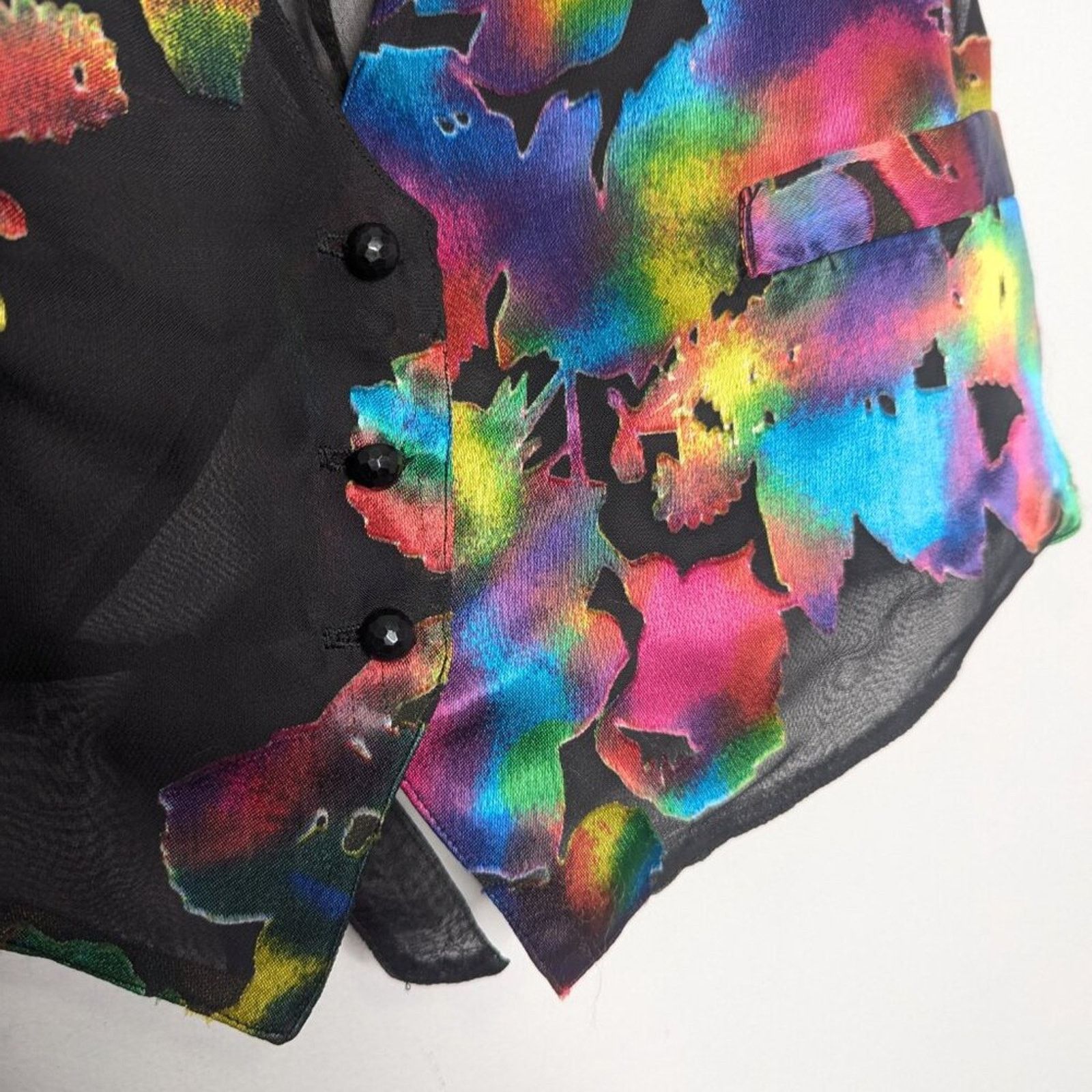 Anna Sui Anna Sui Vintage 90s Rainbow Semi Sheer Floral Vest Button Size S / US 4 / IT 40 - 5 Thumbnail