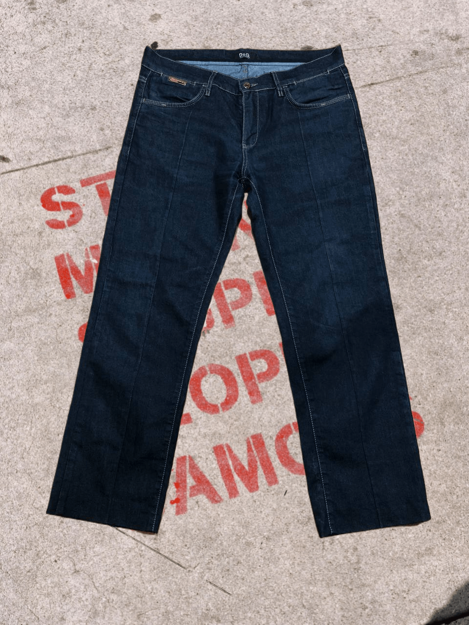 Dolce & Gabbana Dolce & Gabbana Dark Blue Metallic Denim Straight Leg Size US 36 / EU 52 - 1 Thumbnail