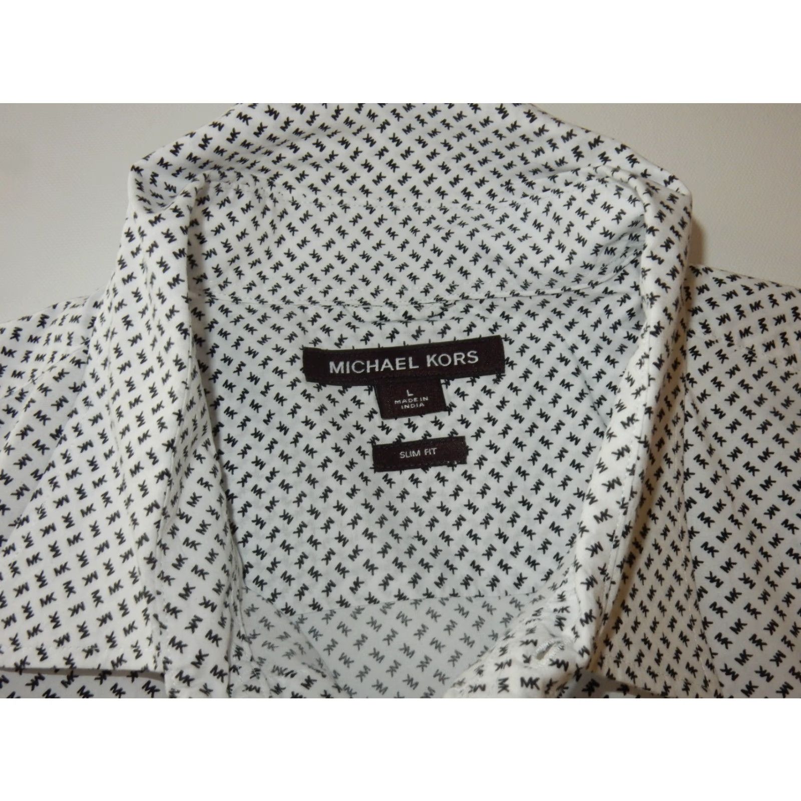 Michael Kors Michael Kors Men's Short Sleeve Button Front Shirt Slim Fit L White Cotton Size US L / EU 52-54 / 3 - 4 Thumbnail