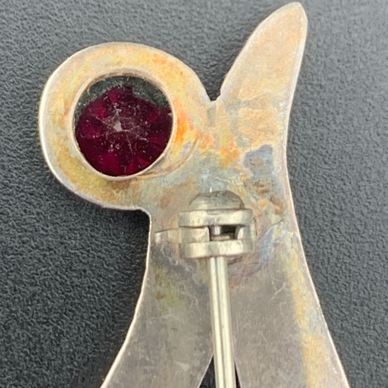 Other TJ-14 Taxco Mexico Sterling Silver Red Ruby Modernist Brooch Size ONE SIZE - 5 Thumbnail