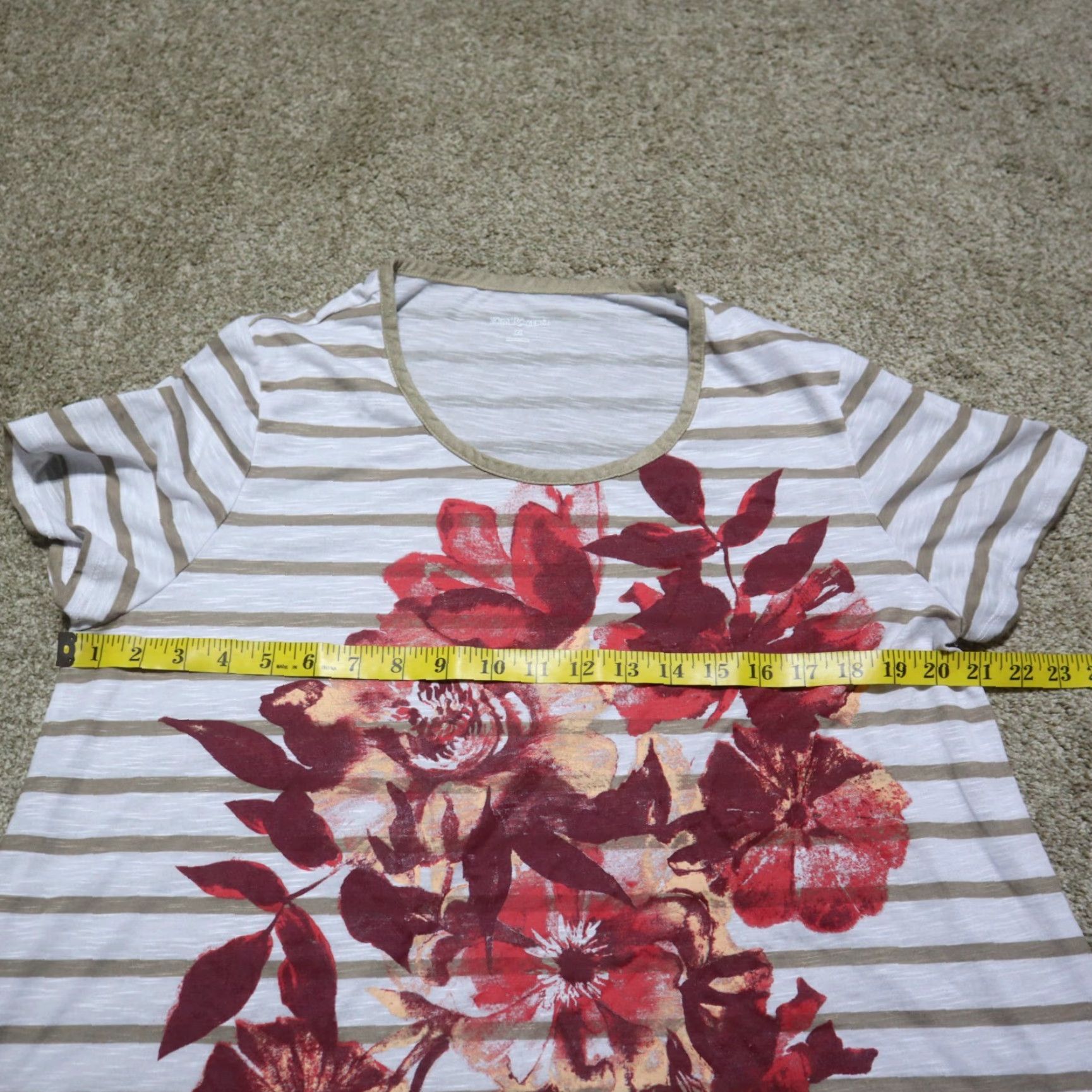 Vintage Kim Rogers Women's Blouse Round Neck Short Sleeve White With Red Floral XL Size XL / US 12-14 / IT 48-50 - 4 Thumbnail