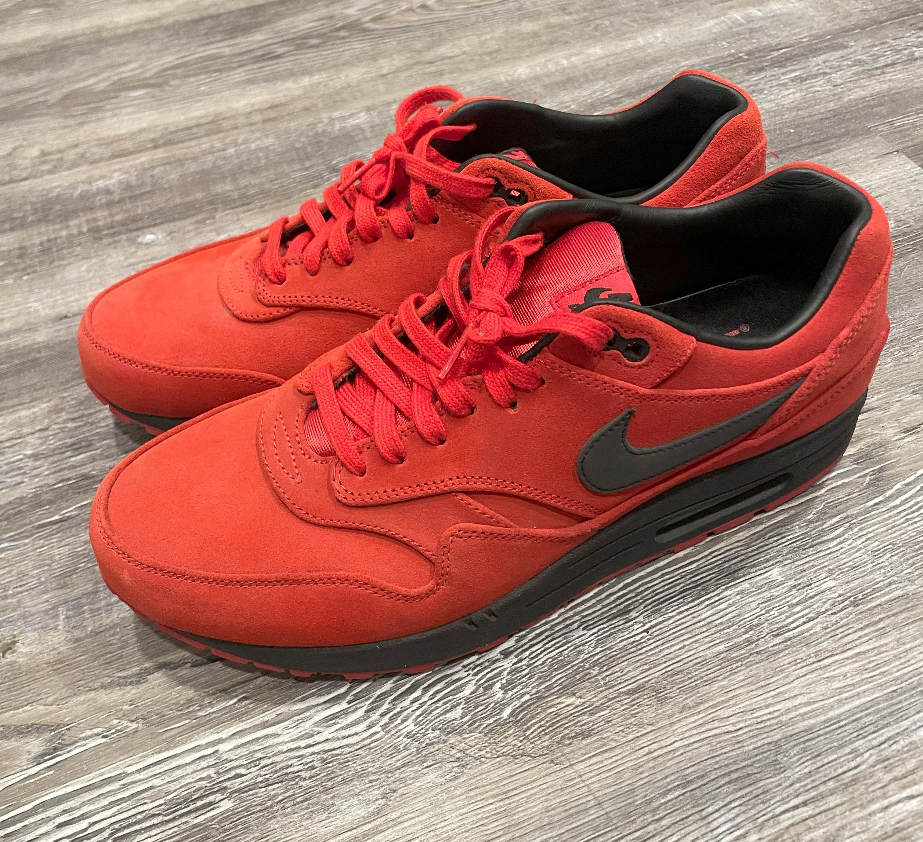 Air max 1 red suede clearance