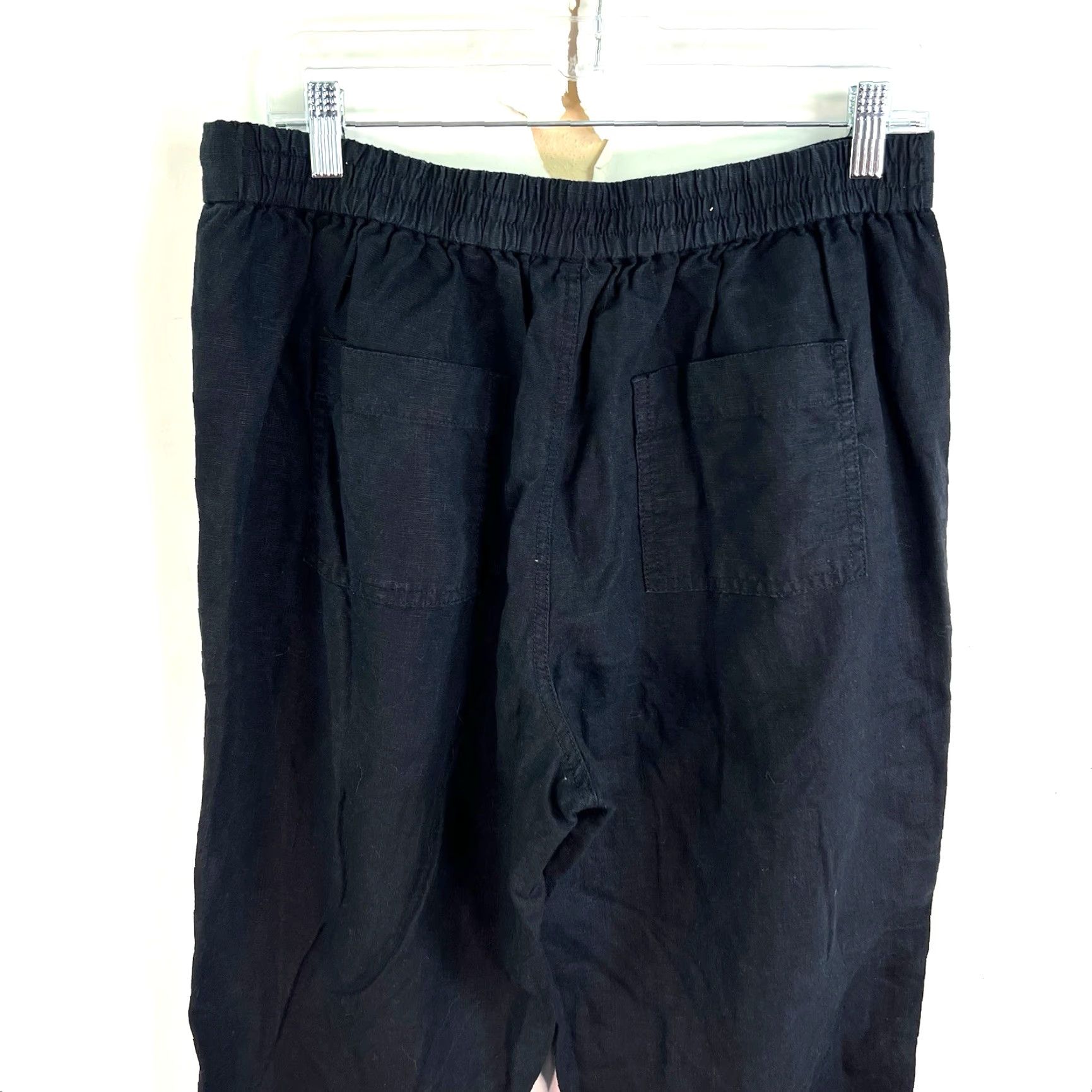 J.Crew J.CREW Denim Elastic Waist Tie Straight Linen Pants Womens SZ M Black 32X29 Size 32" / US 10 / IT 46 - 7 Thumbnail