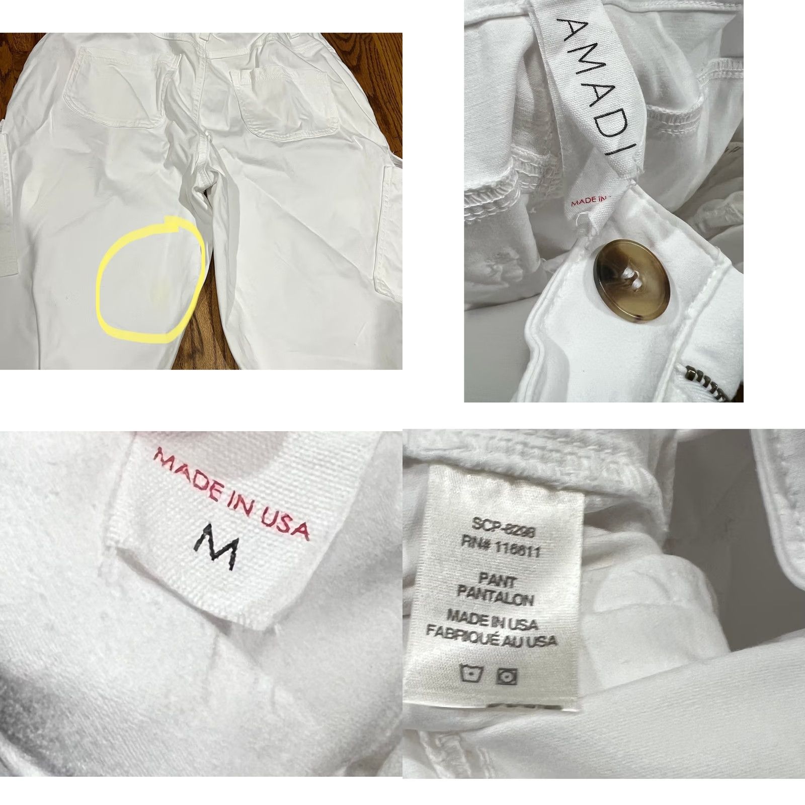 Anthropologie VINTAGE Amadi Women's White Cargo Pants Cropped Pleated Cotton Blend Sz M Size 32" / US 10 / IT 46 - 8 Thumbnail
